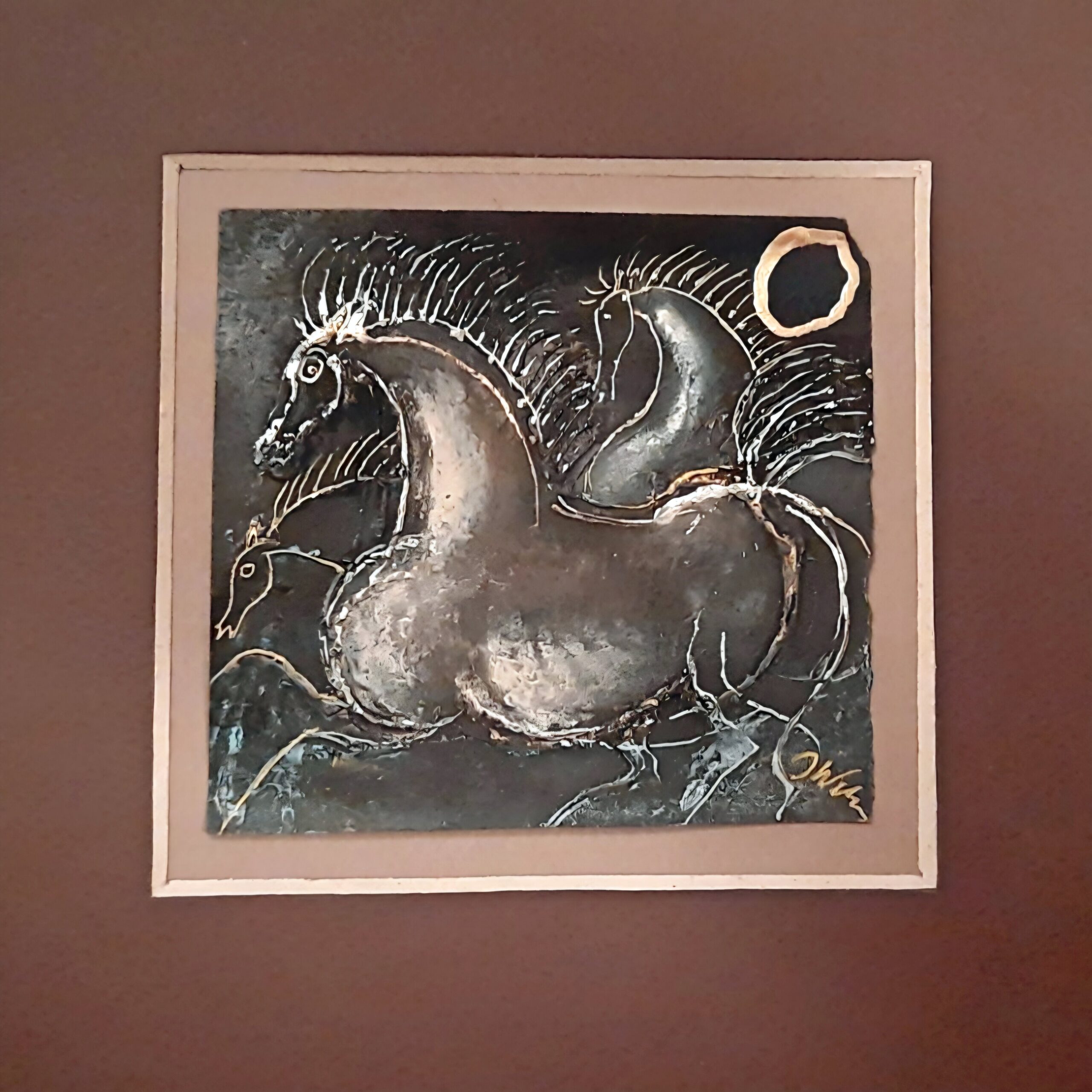 JÓZEF WILKOŃ 'Sen czy jawa' technika własna, 8,5x9cm