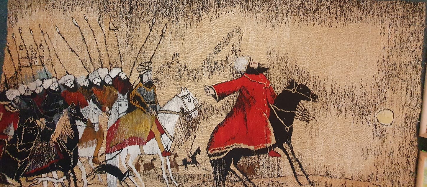 JÓZEF WILKOŃ 'Złoto dla króla Otakara' 1998, gobelin, wełna, 100x200cm + książka