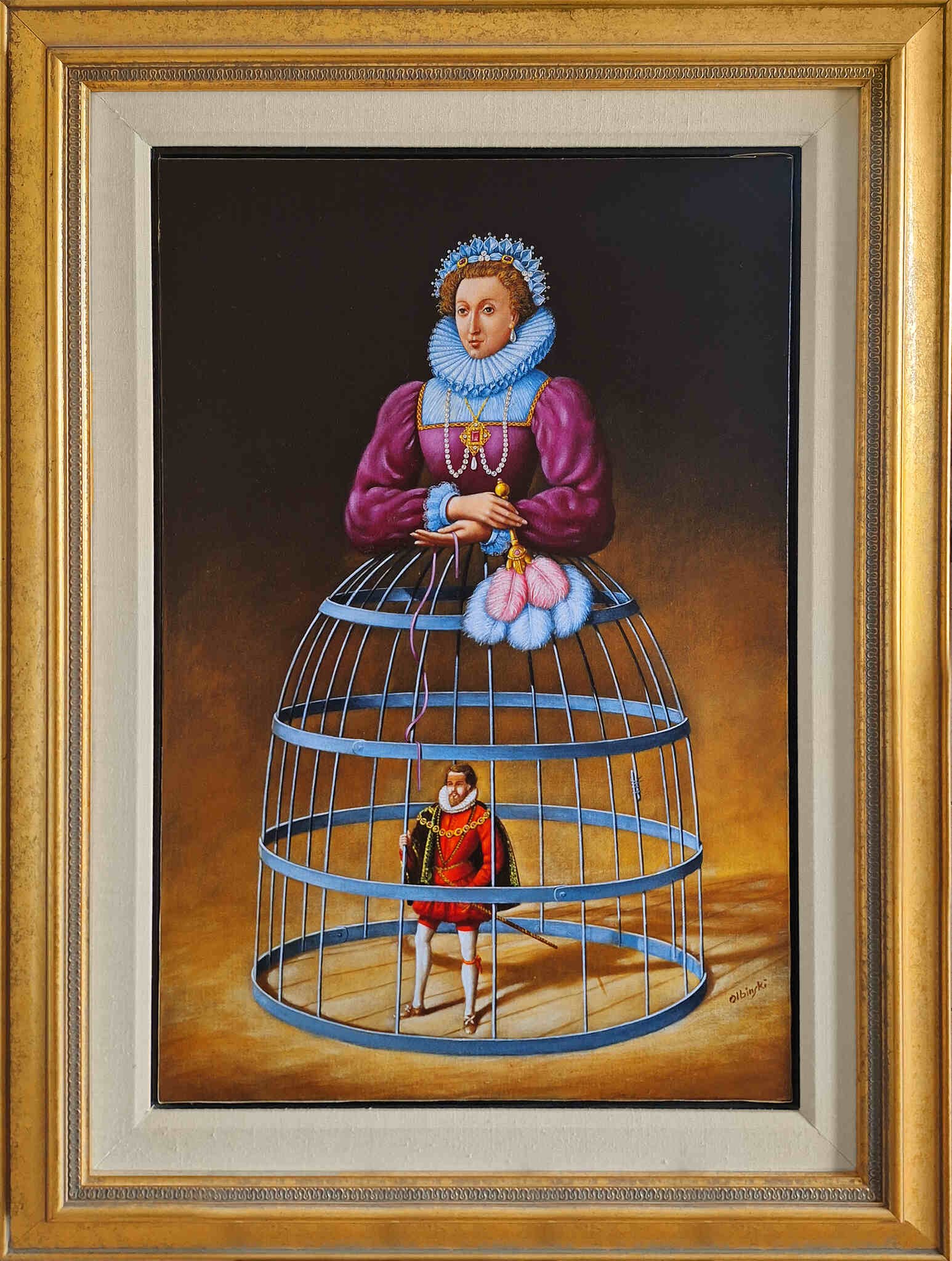 RAFAŁ OLBIŃSKI 'Gloriana', olej, płótno, 76x51cm - obraz katalogowany!