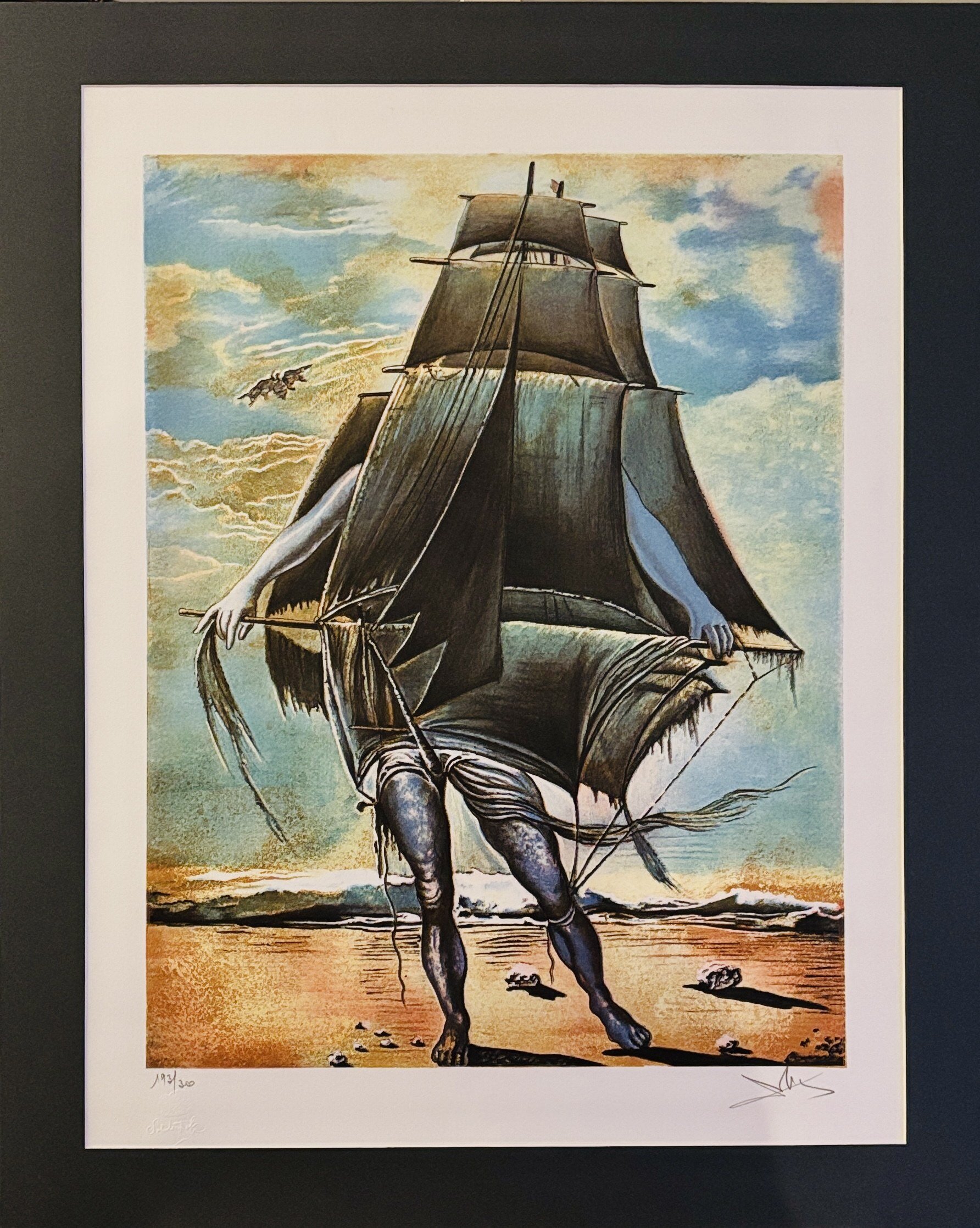 SALVADOR DALI 'L'homme batea (Człowiek żagiel) motyw z baletu Tristan Fou ( Szalony Tristan) lata 70-te' litografia, papier, 60x48cm