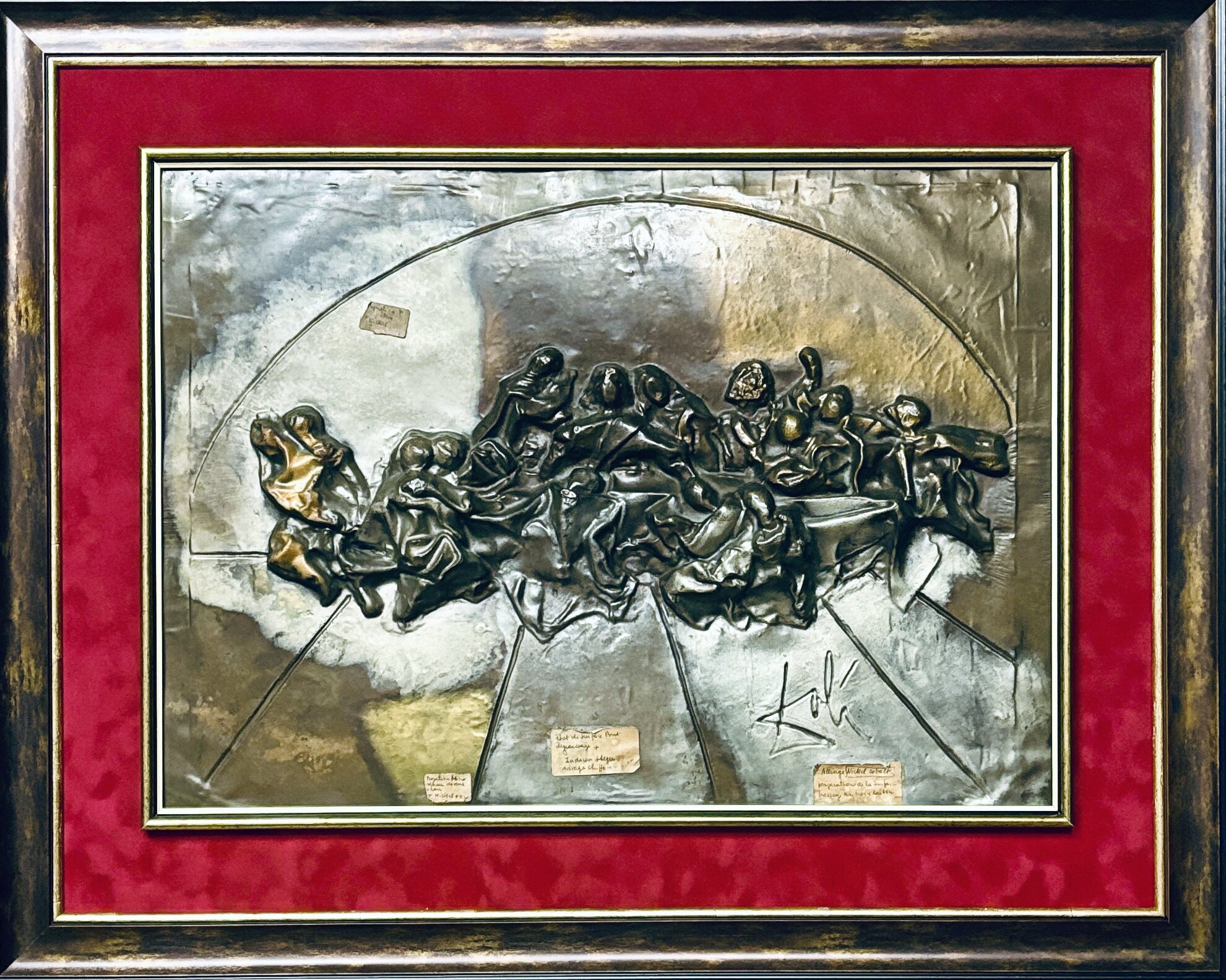 SALVADOR DALI 'Ostatnia wieczerza', Płaskorzeźba aluminium srebrzone, 65x48cm
