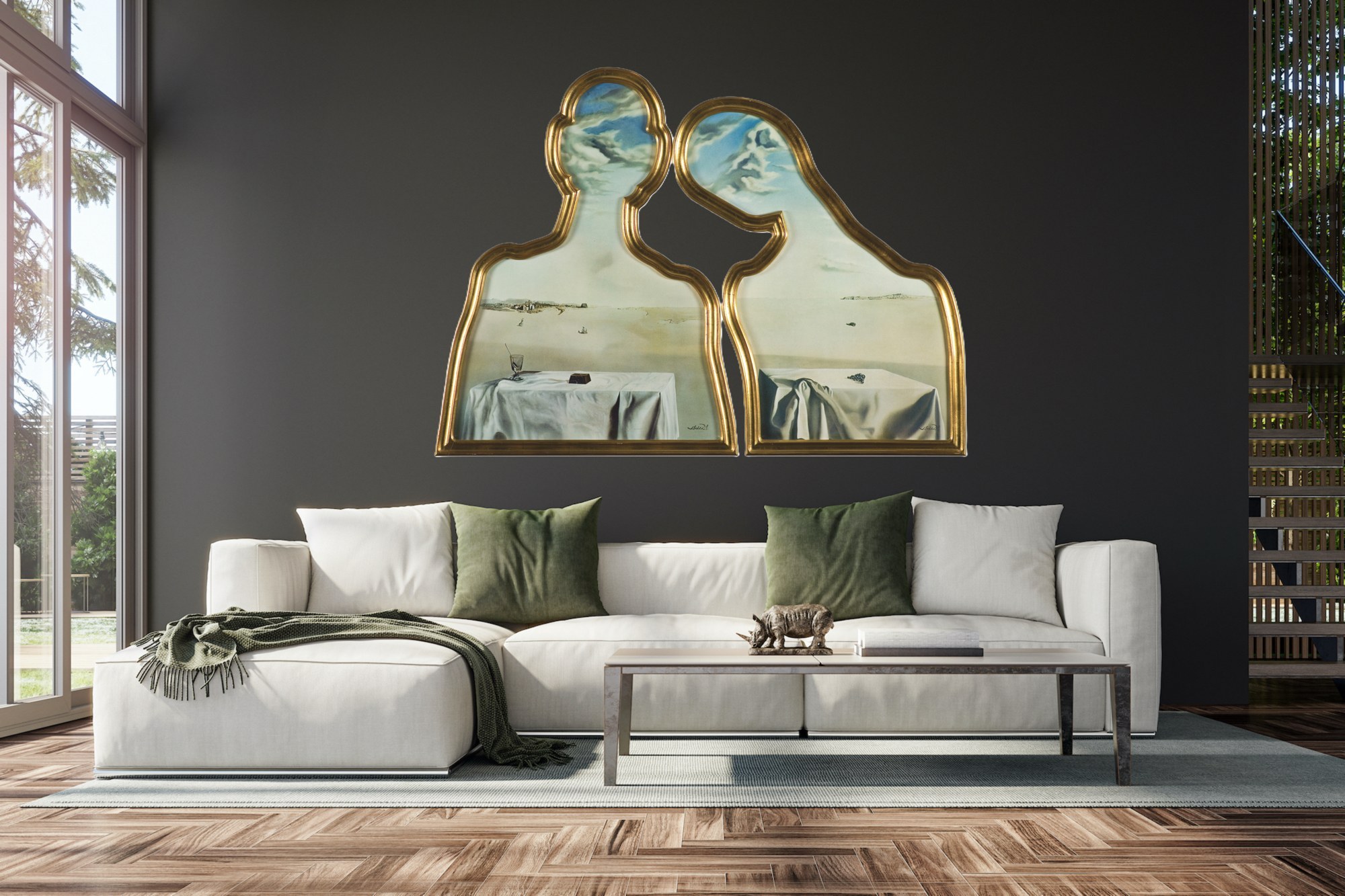 SALVADOR DALI 'Para z głowami pełnymi chmur' Dyptyk, granolitografia w 14 kolorach, 118x86cm - obrazek 2