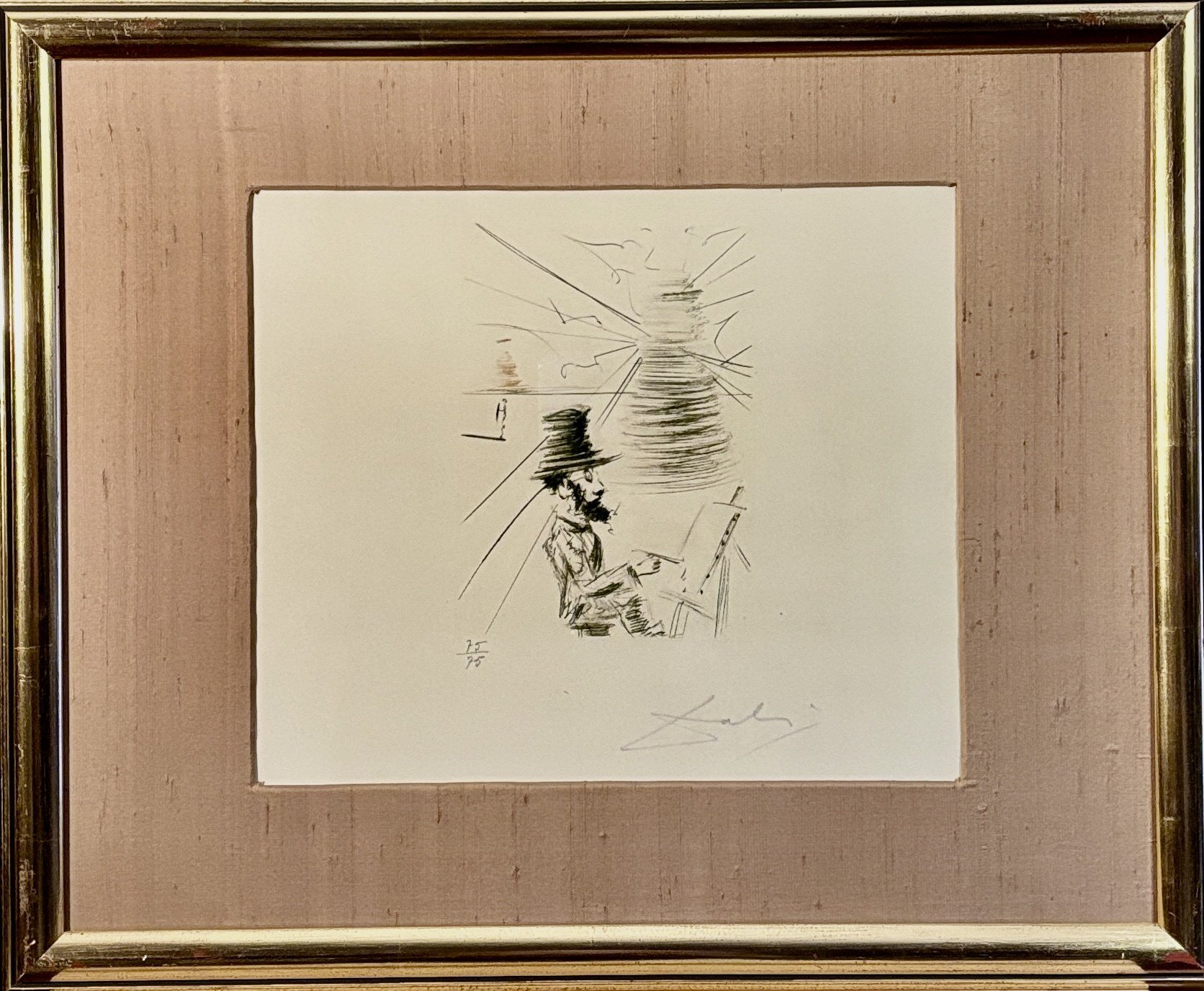 SALVADOR DALI 'Toulouse - Lautrec przy pracy, 1968', litografia, papier, 26x30cm