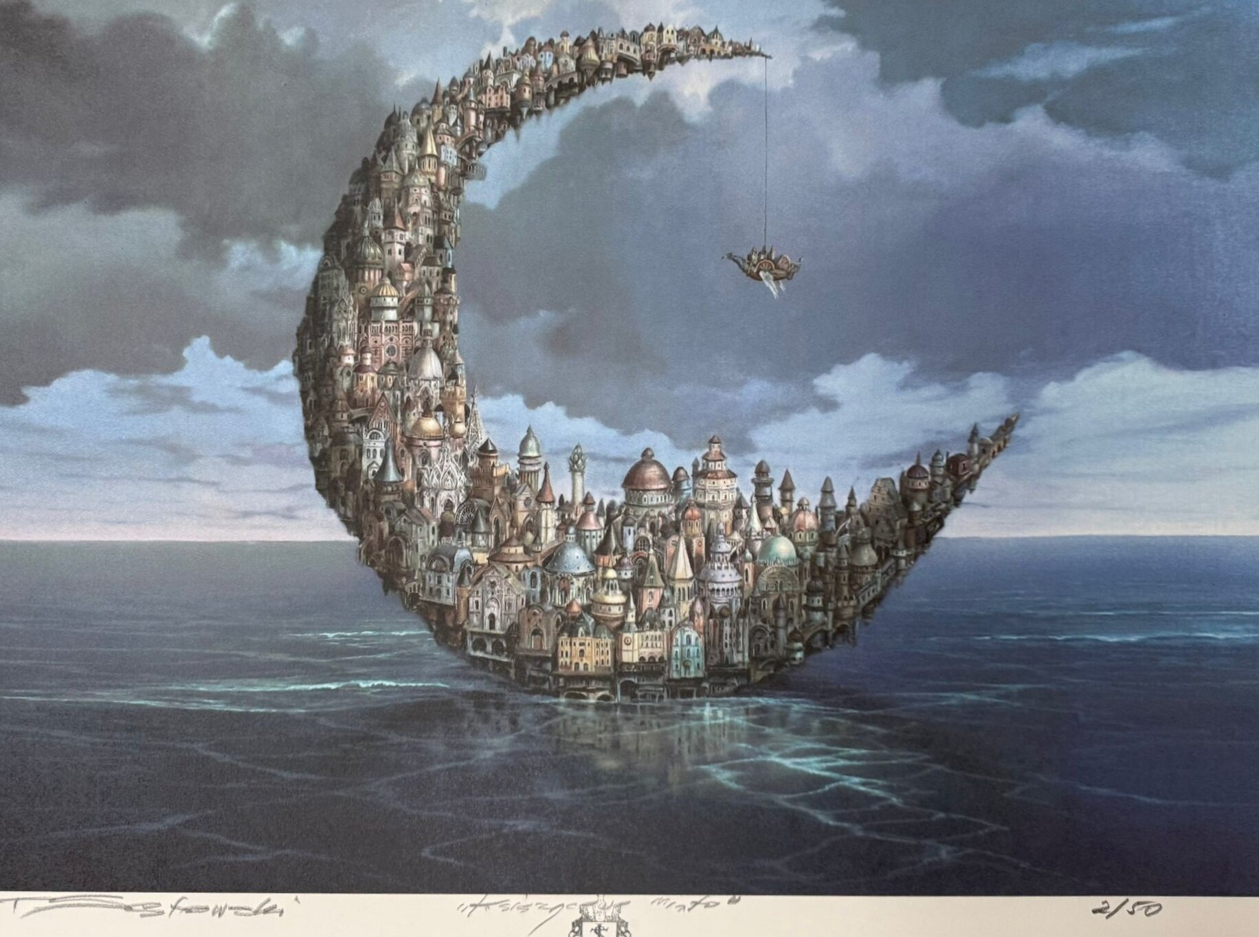 TOMASZ SĘTOWSKI 'Moon City' inkografia, papier 60x42cm