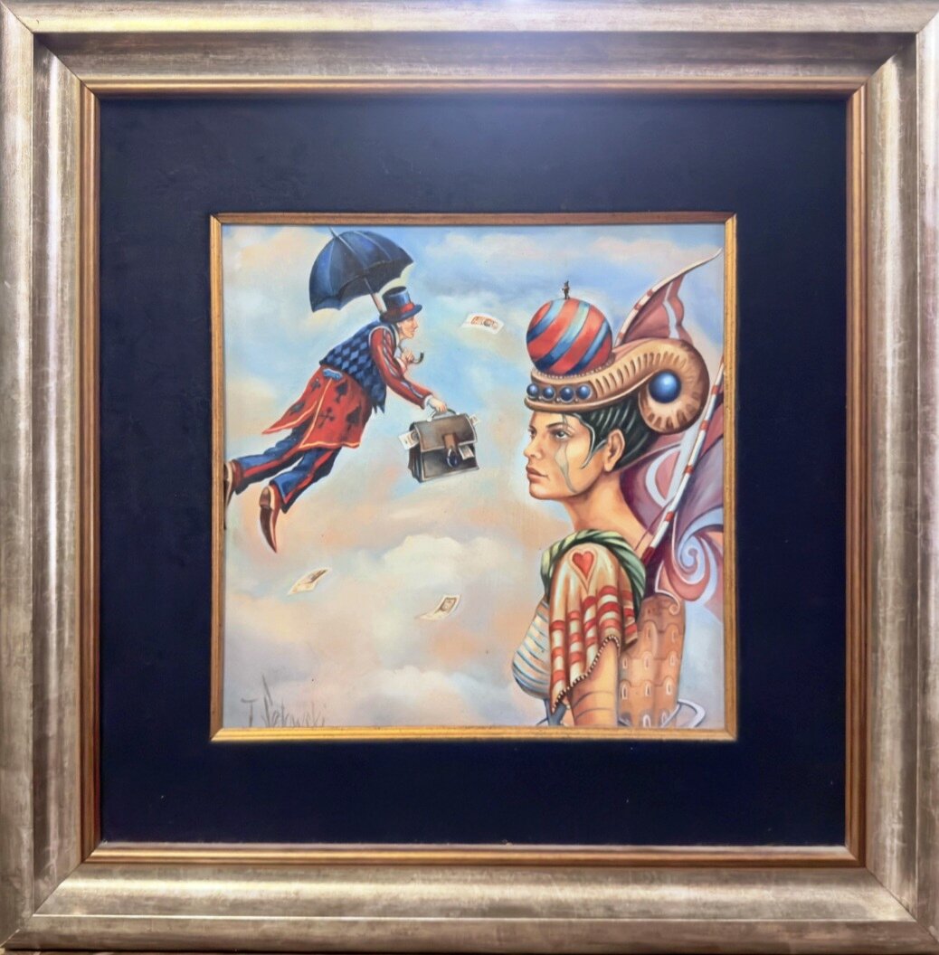 TOMASZ SĘTOWSKI 'Nadejście dobrych wiadomości' 2010, olej, płótno, 30x30cm