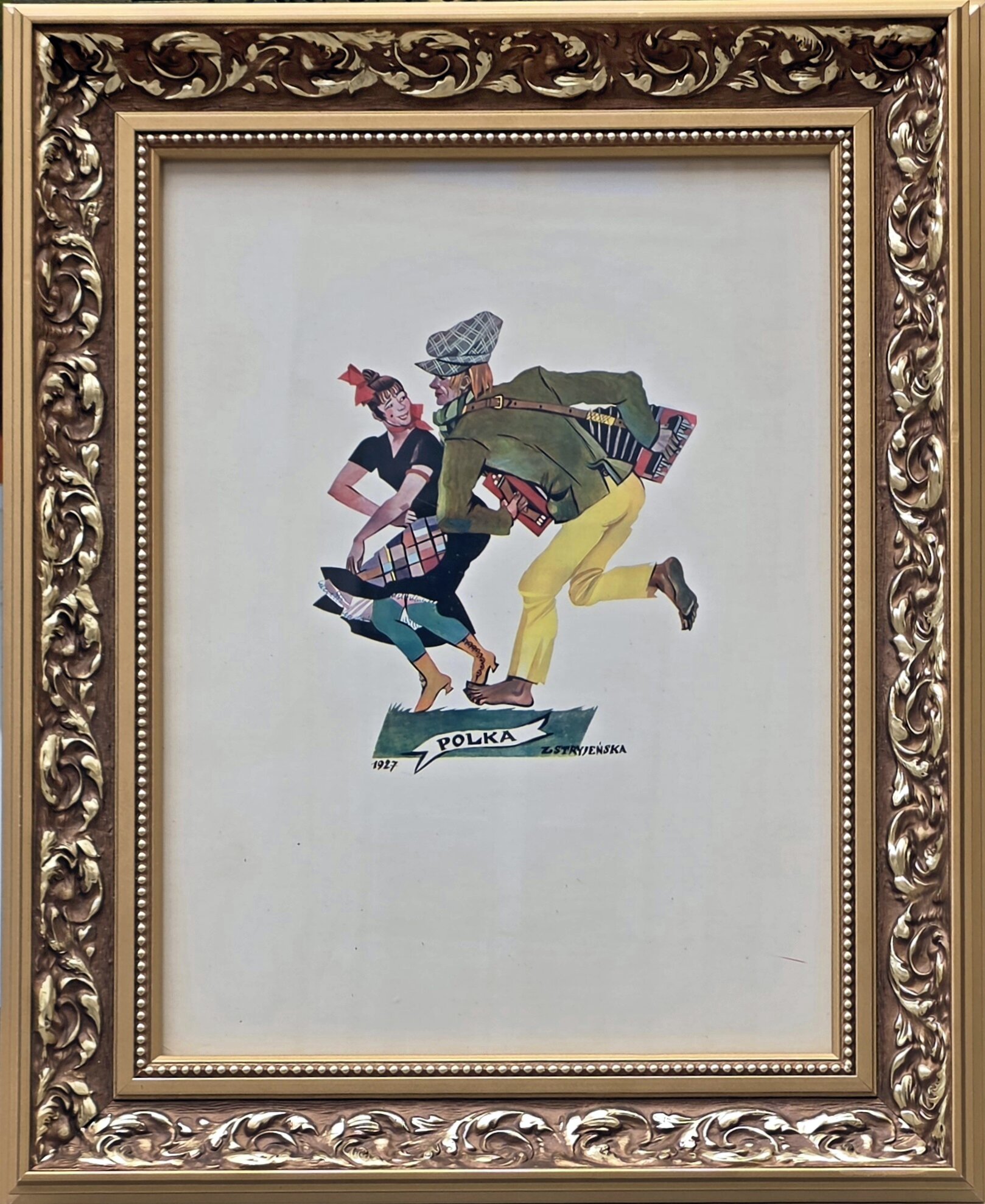 ZOFIA STRYJEŃSKA 'Polka' z cyklu "Tańce polskie", rotograwiura, papier, 39x29cm