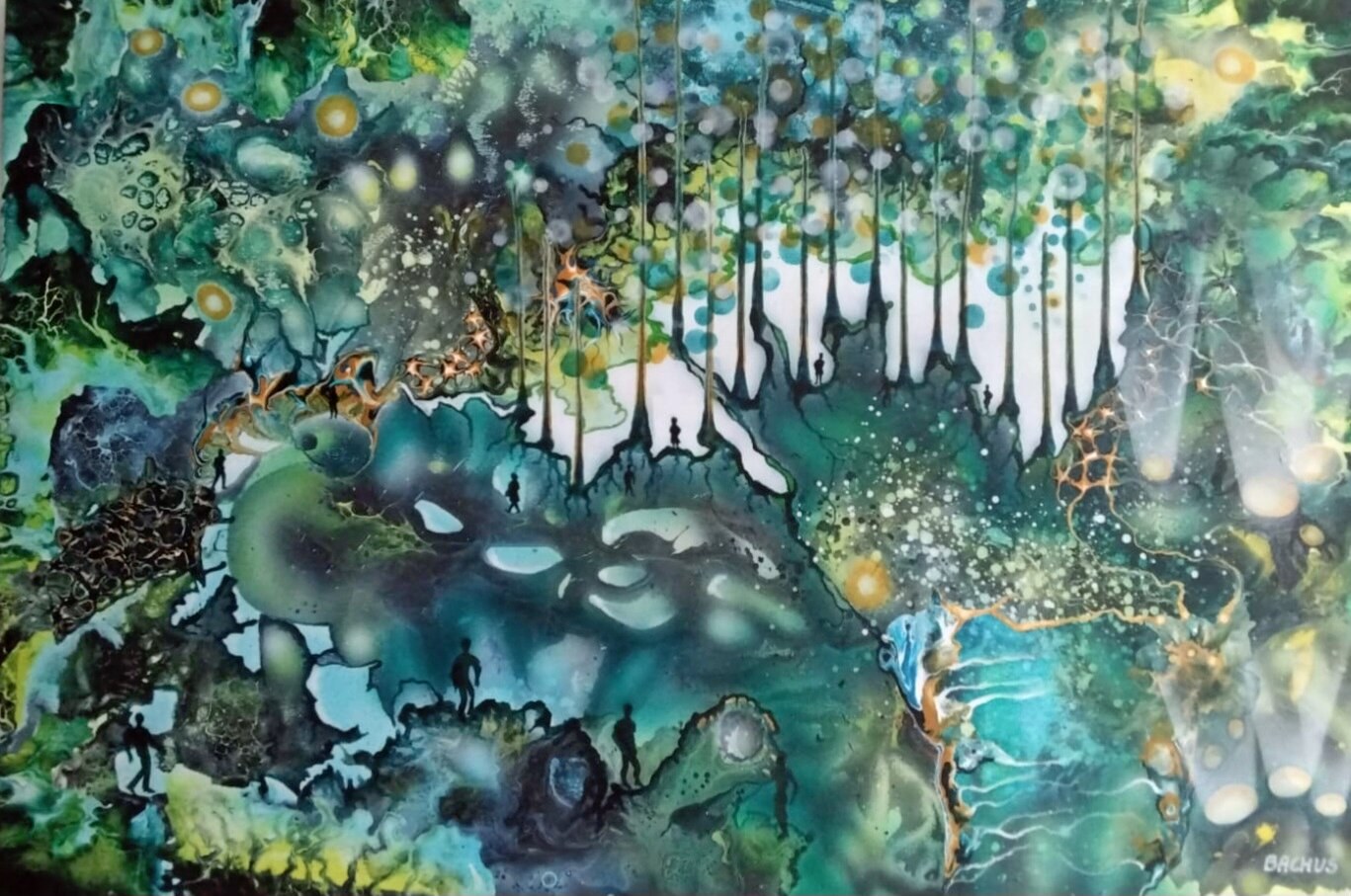 ZBIGNIEW BACHANEK 'Ogród' akryl, płótno lniane 60x90cm