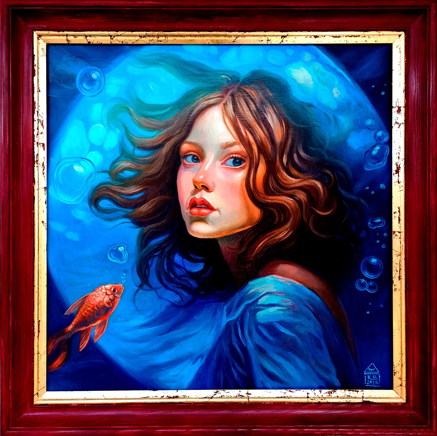 KAREN BROYAN 'Syrena' olej, deska, 50x50cm