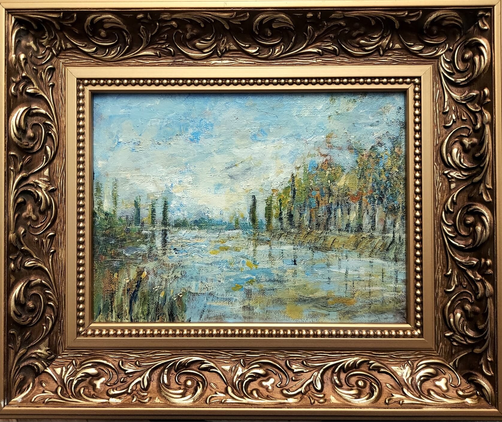 KRZYSZTOF GOCEK 'Rozlewisko' olej, akryl, płótno na płycie, 18×24cm