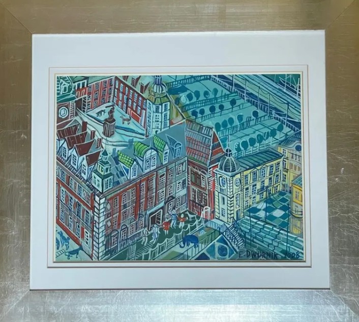 EDWARD DWURNIK 'Warszawa Zamek Królewski' 2008, tempera, karton, 45x54cm