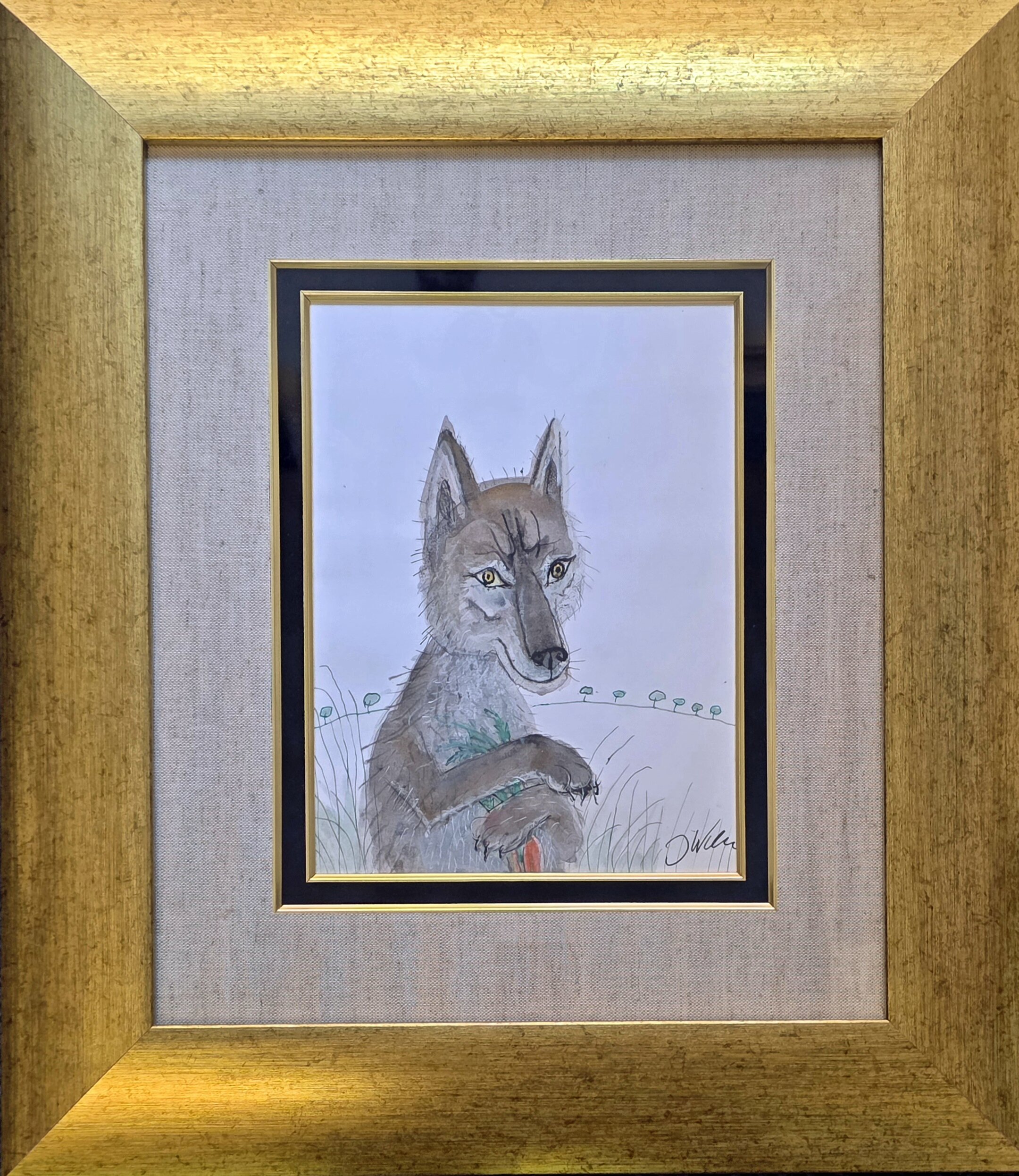 JÓZEF WILKOŃ 'Wilczek' technika własna, 27,5x21cm