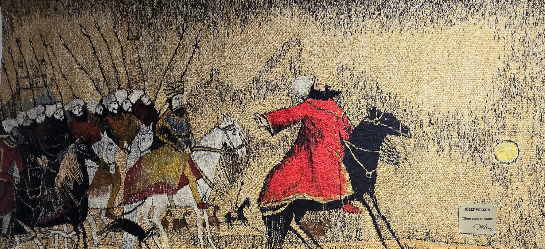 JÓZEF WILKOŃ 'Złoto dla króla Otakara' 1998, gobelin, wełna, 100x200cm + książka