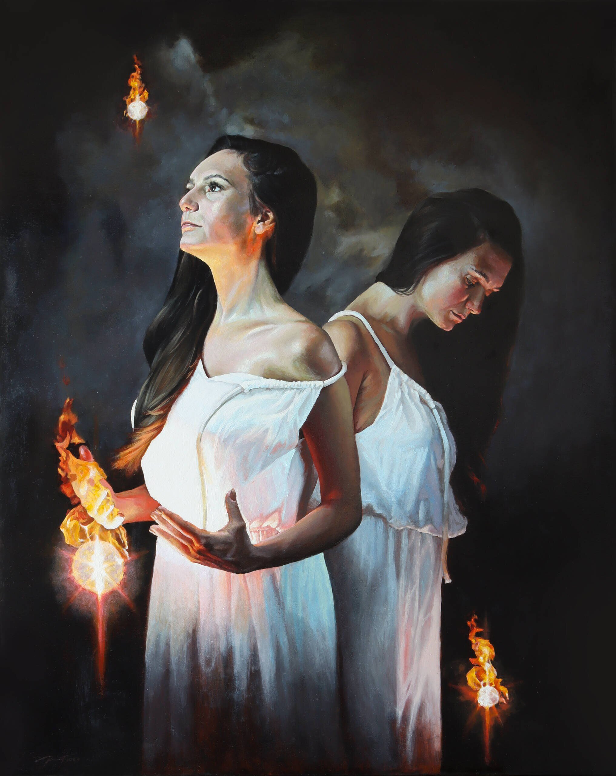 PAWEŁ KARDIS 'Lampiony', akryl, płótno, 100x80cm