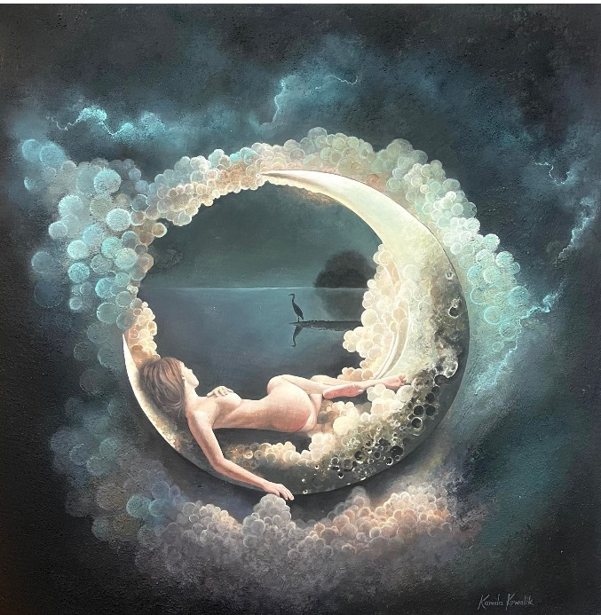 KAMILA KOWALIK 'Dialog milczenia', 2026, akryl, płótno, 50x50cm