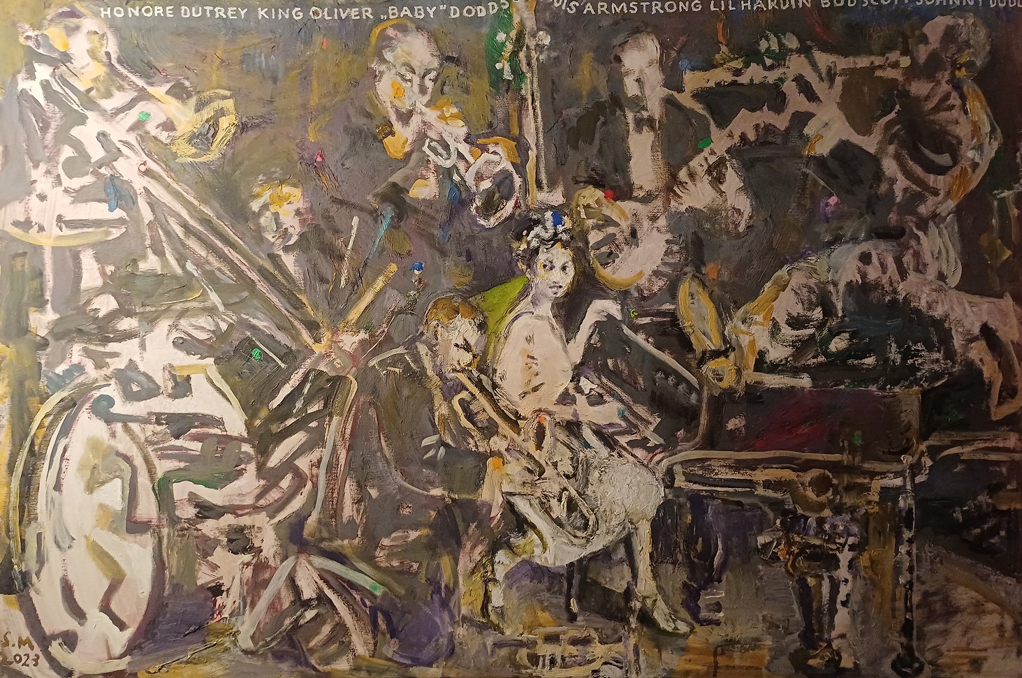STANISLAW MŁODOŻENIEC 'KING OLIVER BAND' 2023 olej, płótno 80x115cm