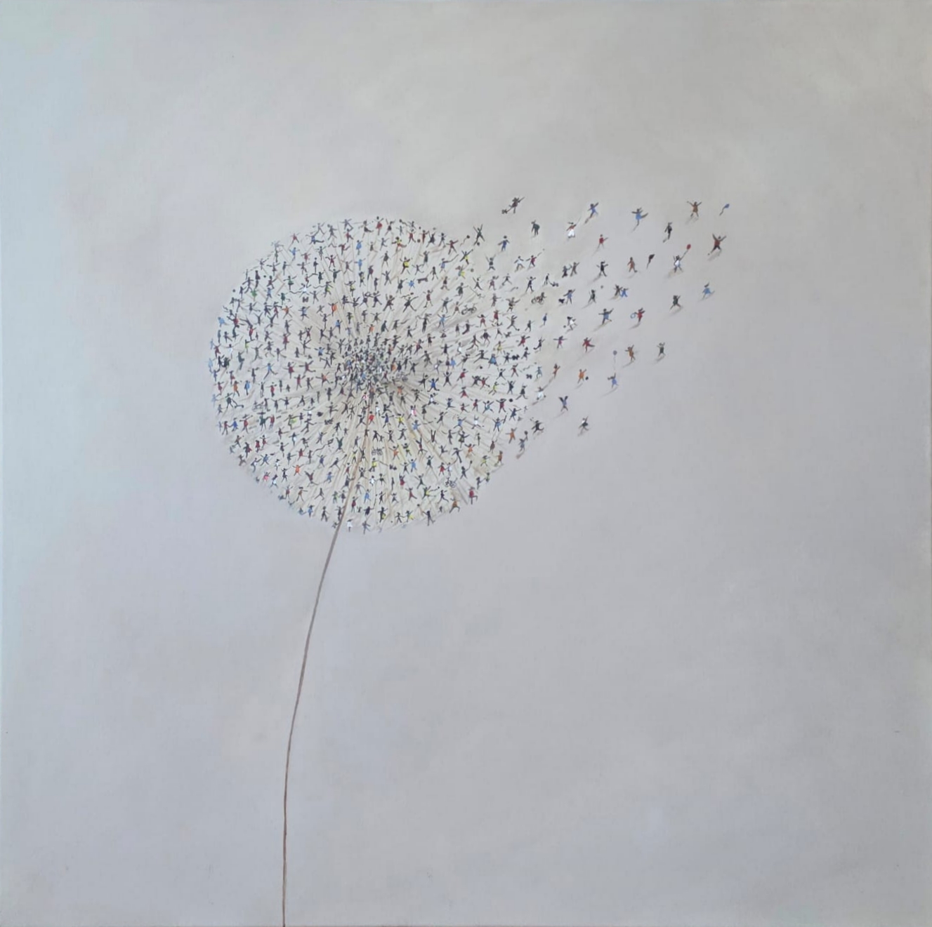 MONIKA LIBELUTA, 'Wylogowani' akryl, płótno, 90x90cm