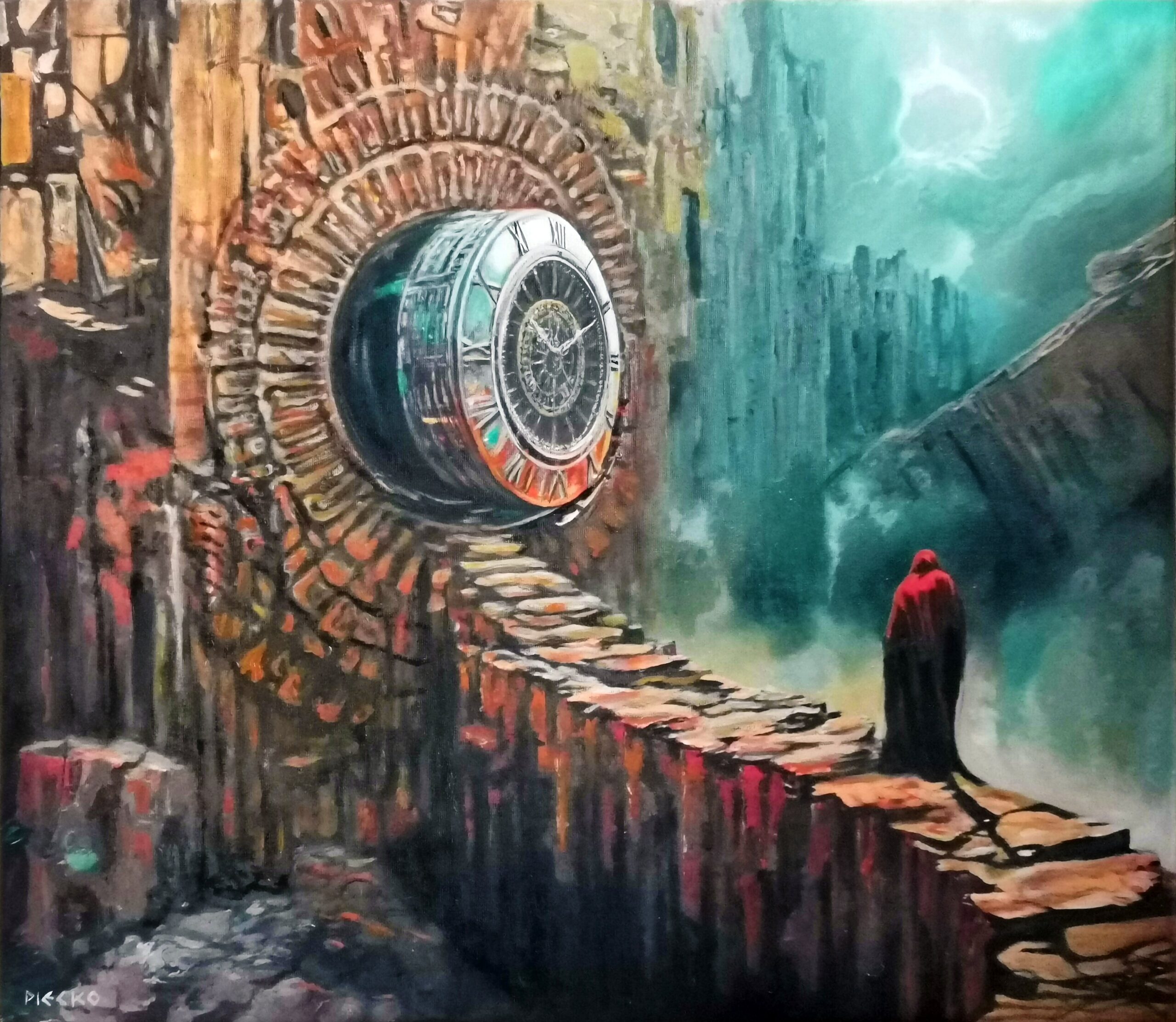 PIOTR PIECKO 'Tajemnica czasu' akryl, płótno, 55x48cm