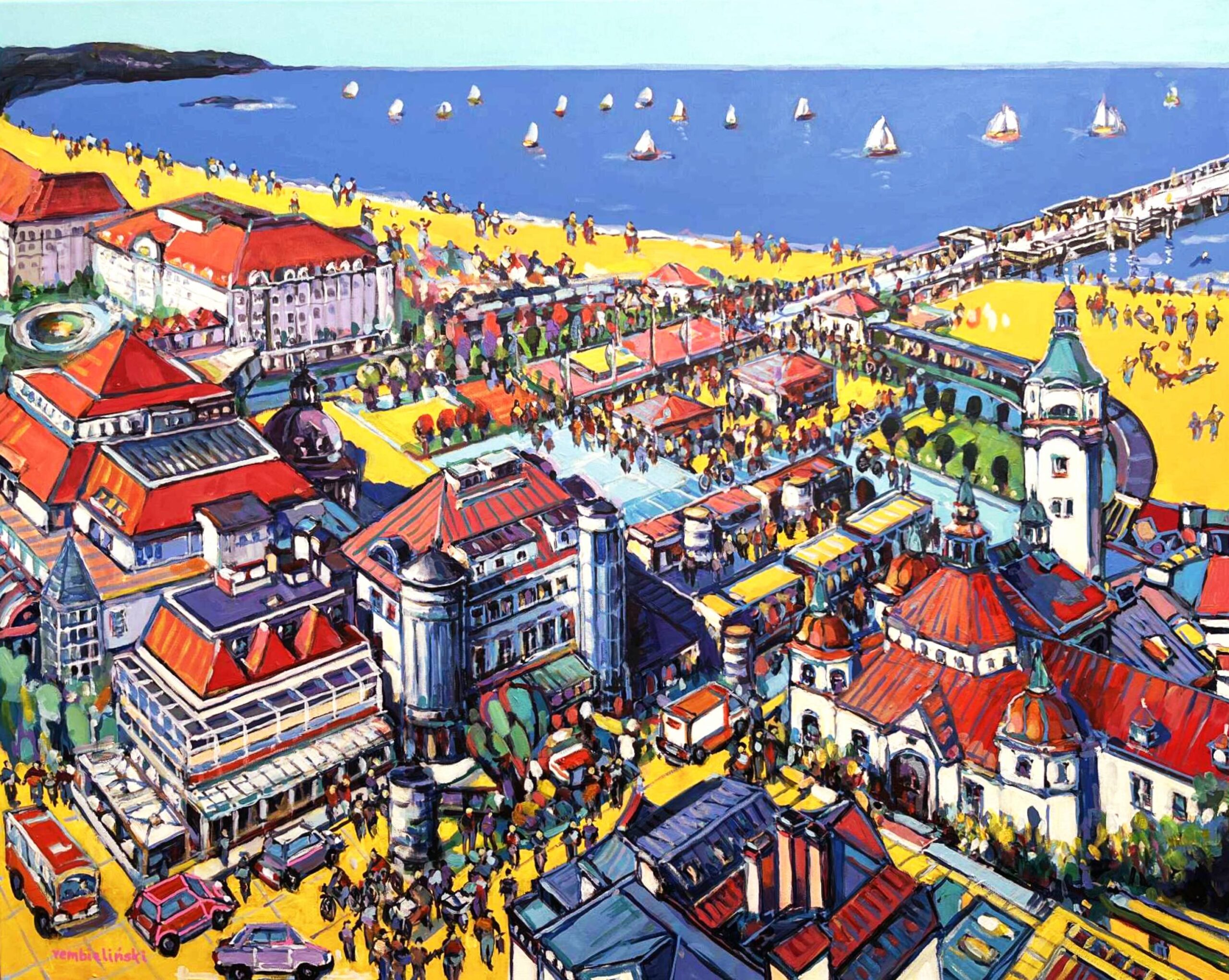 PIOTR REMBIELIŃSKI 'Sopot', akryl płótno, 80x100cm