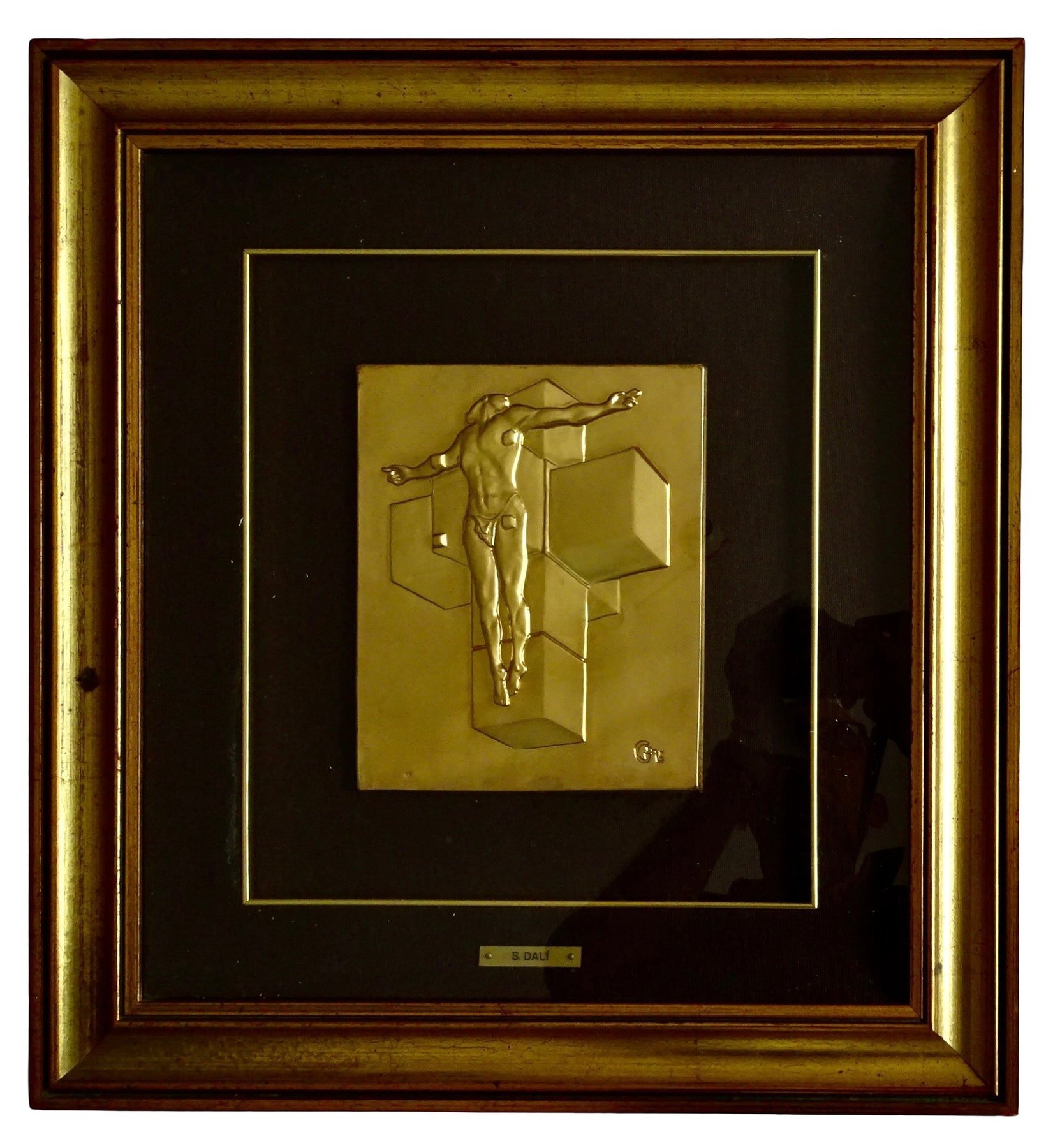 SALVADOR DALI 'Krucyfiks', płaskorzeźba, srebrzona i złocona, sygnowany