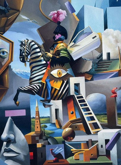 MIKOŁAJ SĘTOWSKI 'Scena rodzajowa' inkografia, papier, 70x50cm