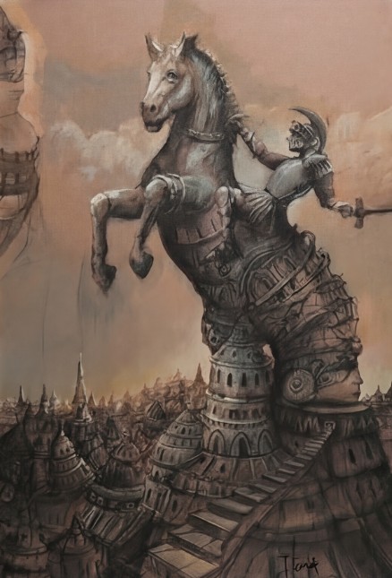 TOMASZ SĘTOWSKI 'Bucefalos' gwasz, karton, 61x42cm