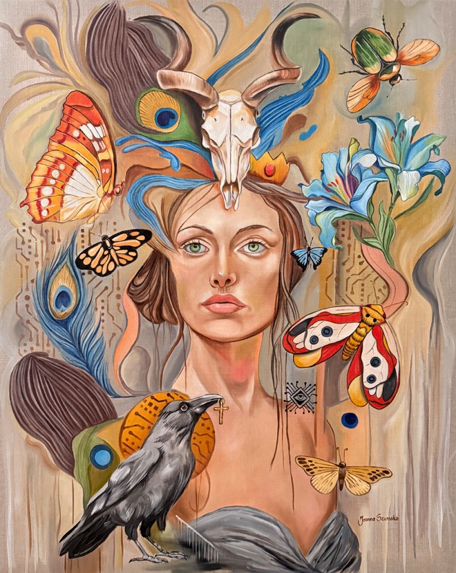 JOANNA SZUMSKA, 'Kod źródłowy', olej, płótno, 100x80cm