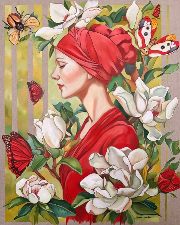 JOANNA SZUMSKA, 'Szepty motyli', olej, płótno, 100x80cm