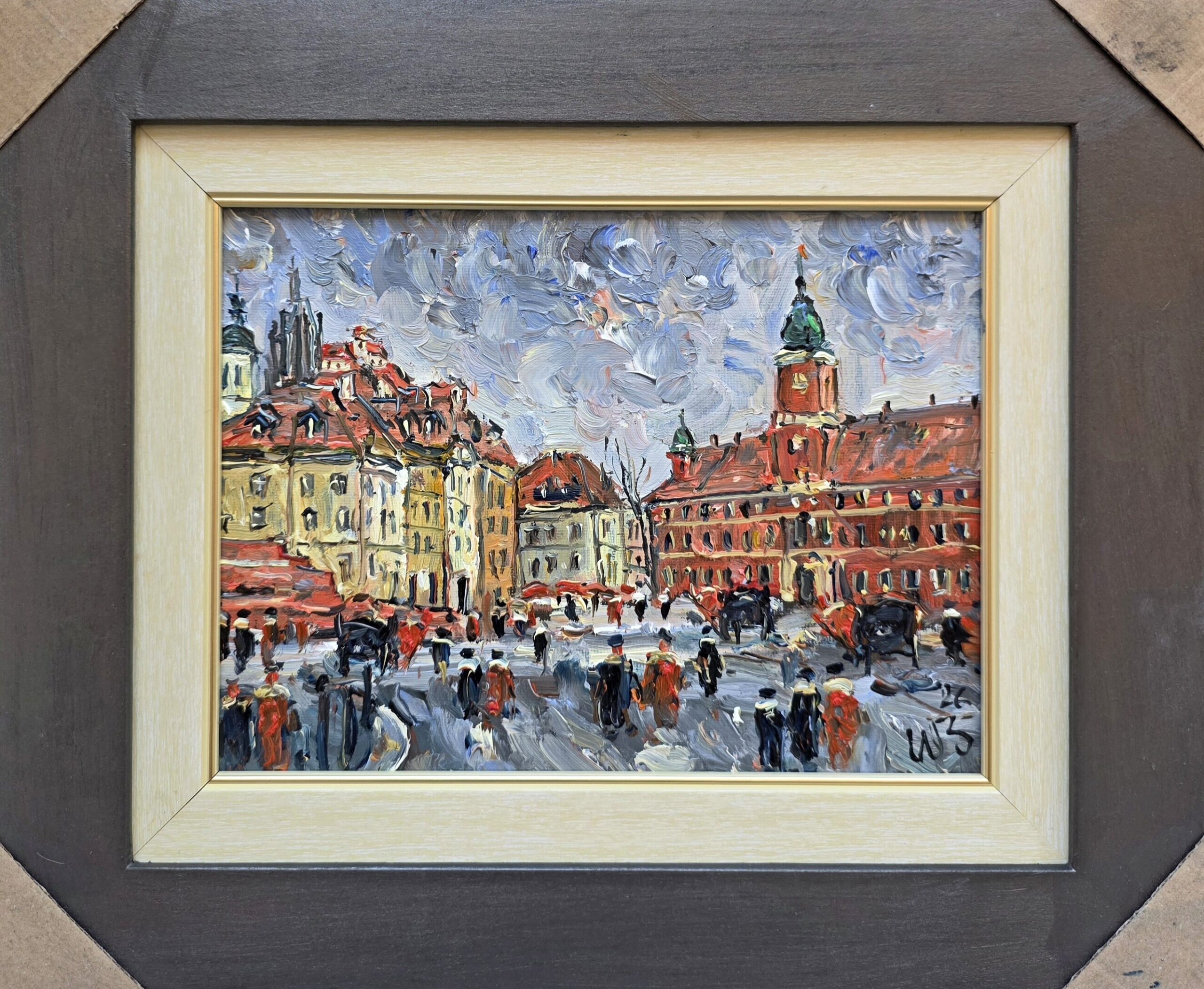 H. ZBIGNIEW WOLFF 'Warszawa Plac Zamkowy', olej, płótno, 18x24cm