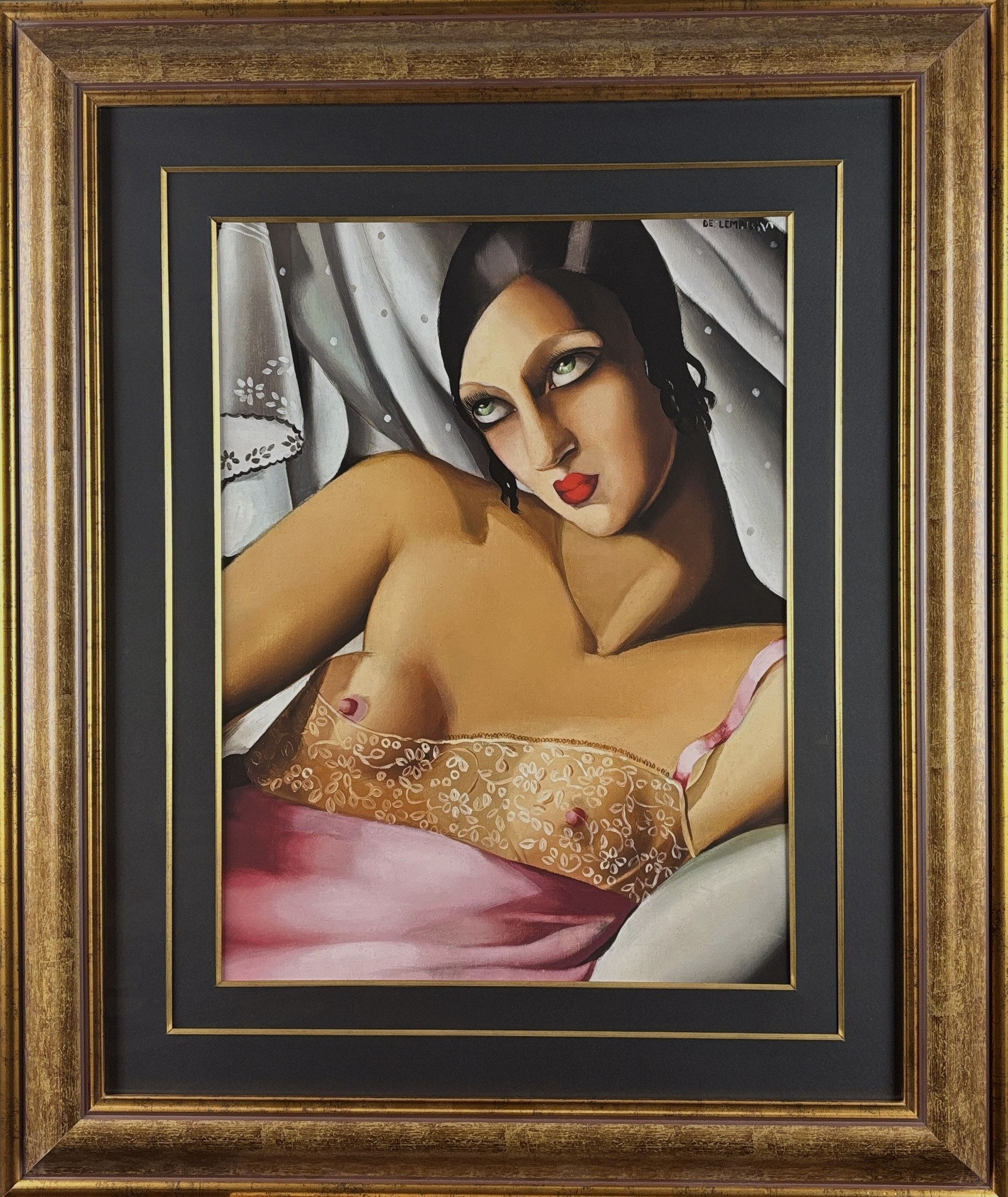 TAMARA DE LEMPICKA 'La Chemise Rose (Różowa koszulka) 2011 (1927)' giclee, papier welinowy Arches