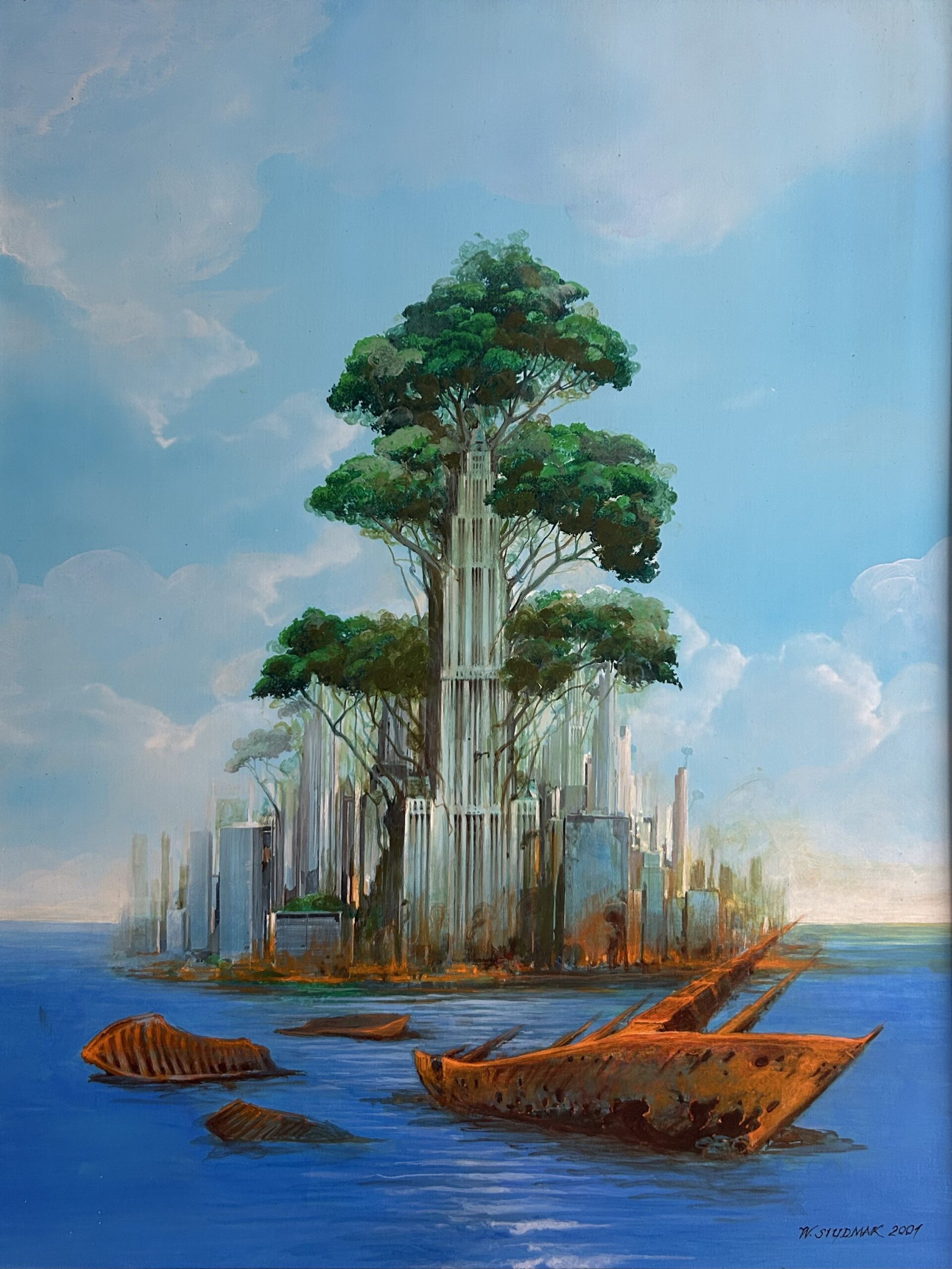 WOJCIECH SIUDMAK 'Wyspa oczekiwań, 2001' , olej, płótno, 65x50cm