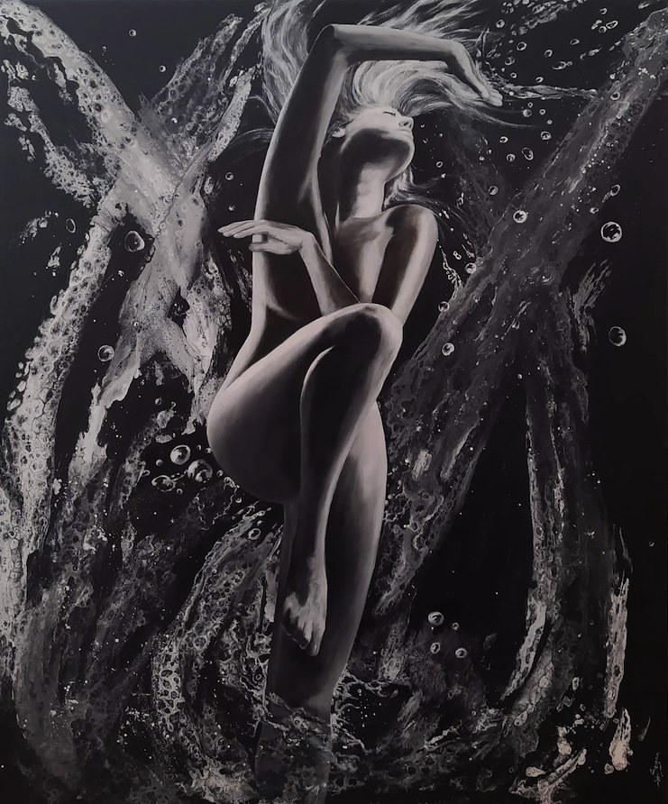 WALTER SEYNA 'Bądź jak woda' olej, płótno, 120x100cm