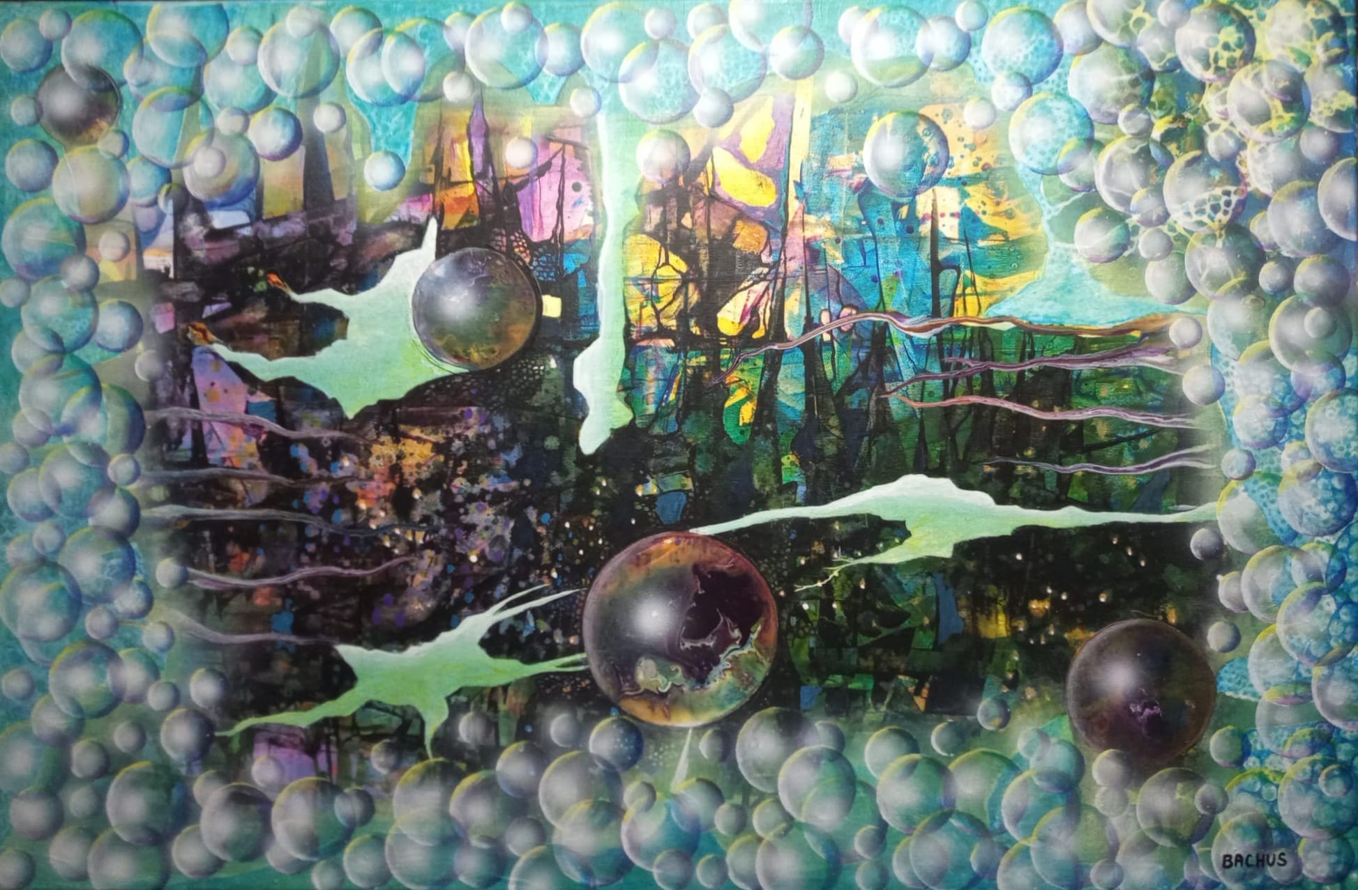 ZBIGNIEW BACHANEK 'Rozległe światy' akryl, płótno lniane 60x90cm