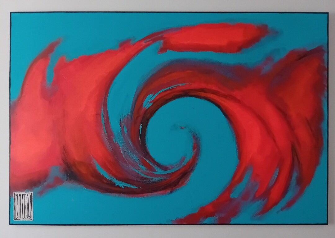 WOJCIECH BREWKA 'Wir' akryl, płótno, średnica 120x180cm