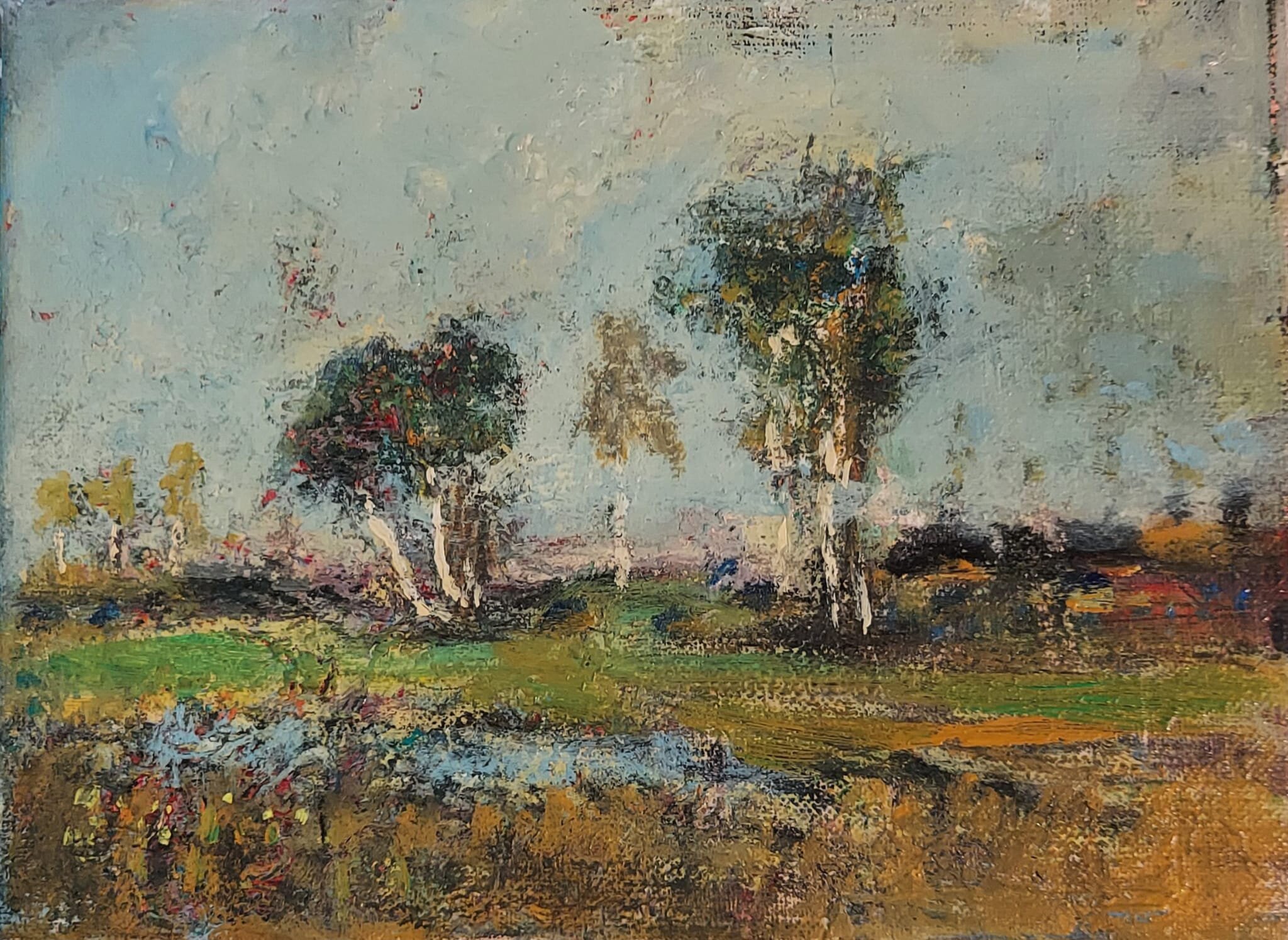 KRZYSZTOF GOCEK 'Drzewa' olej, akryl, płótno, 18×24cm