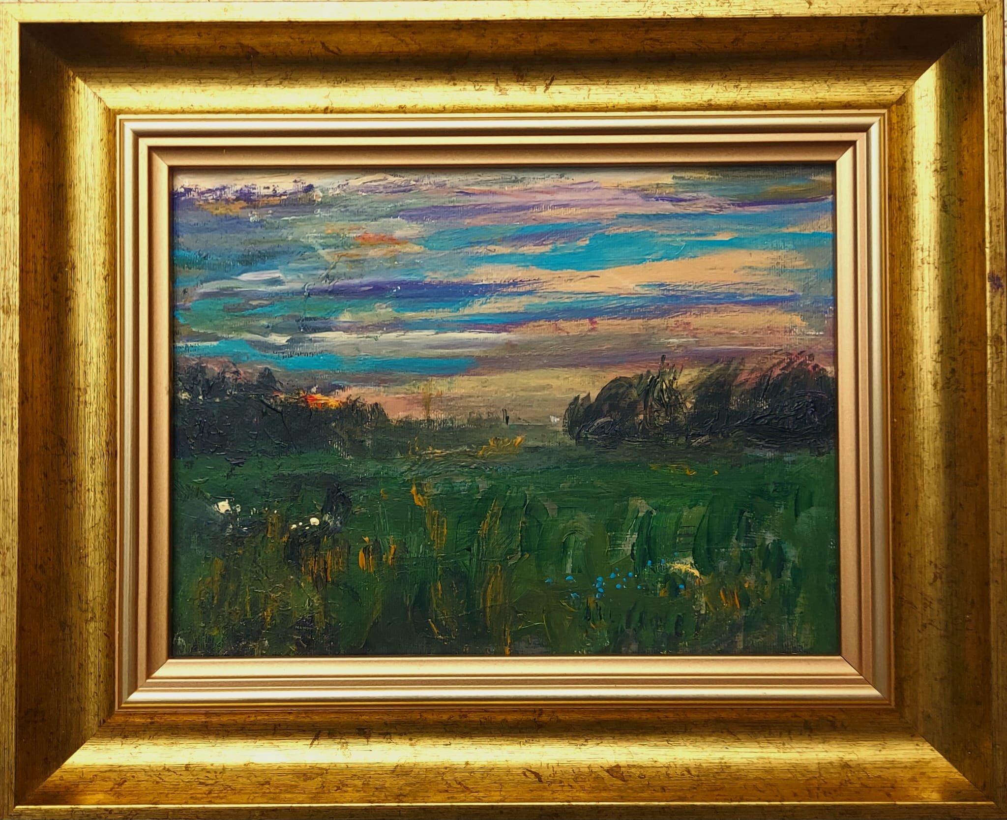KRZYSZTOF GOCEK 'Pejzaż' olej, akryl, tektura, 18×24cm