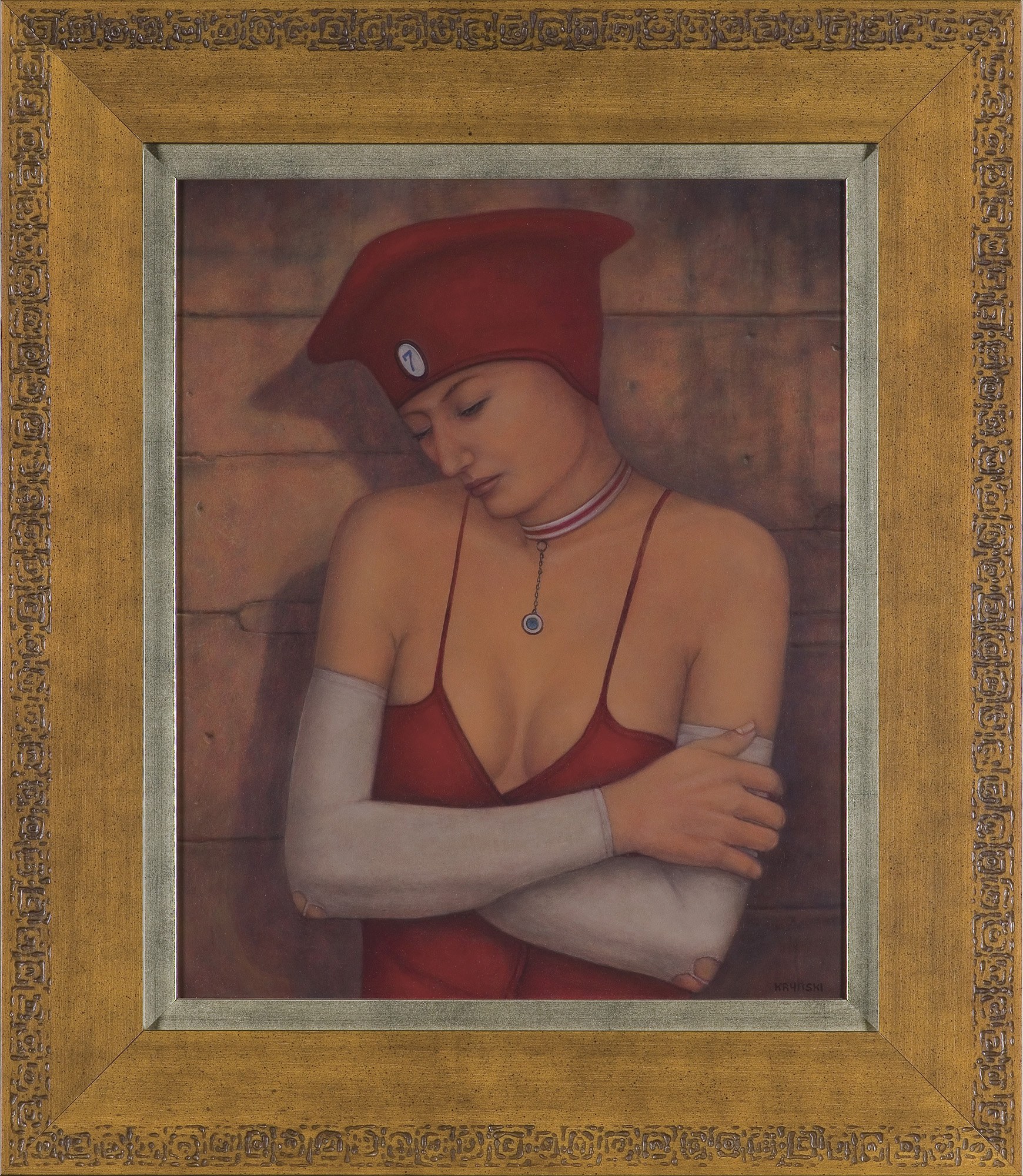 RYSZARD KRYŃSKI 'Kobieta' olej, płyta, 50x41cm