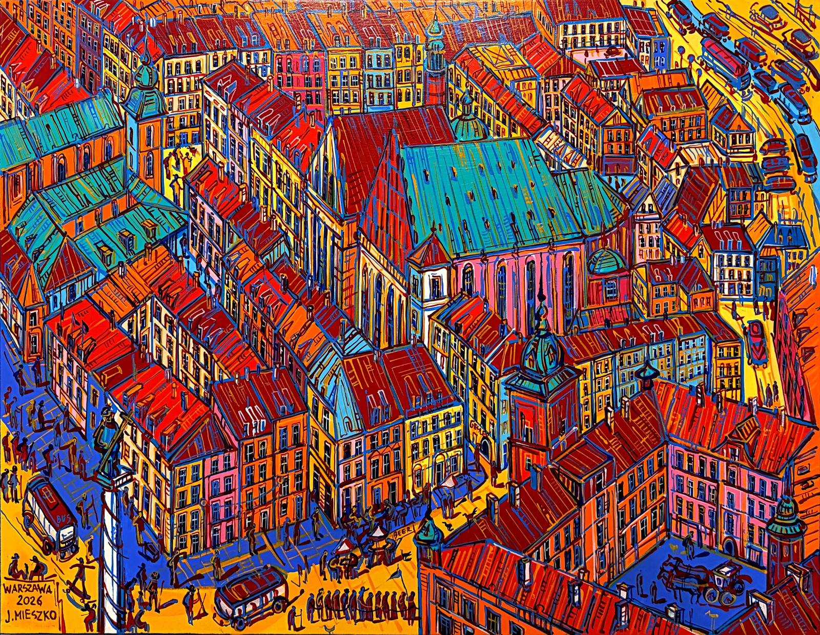 JOANNA MIESZKO 'Warszawa' akryl, płótno, 73x100cm