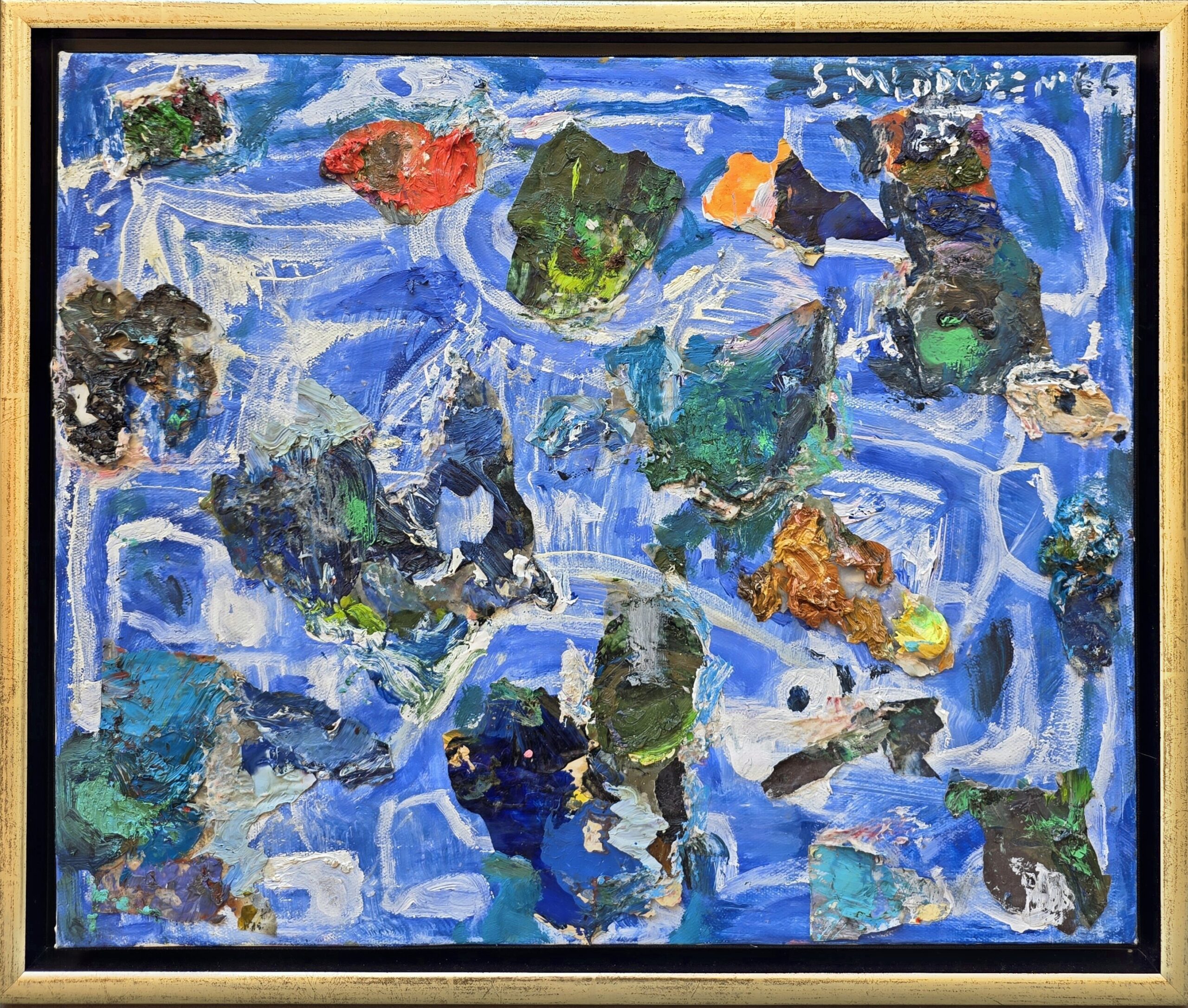 STANISLAW MŁODOŻENIEC 'Niebieski labirynt' olej, płótno 42x52cn