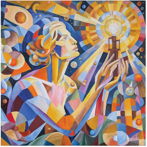 BOŻENA ANETA OLAK 'Strażniczka światła', olej, płótno, 60x60cm