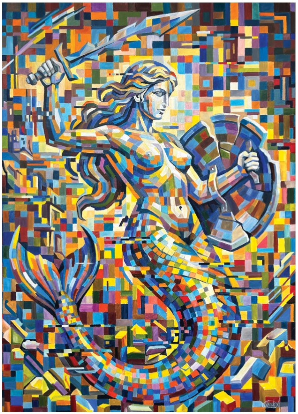 BOŻENA ANETA OLAK 'Syrenka Warszawska', olej, płótno, 100x73cm