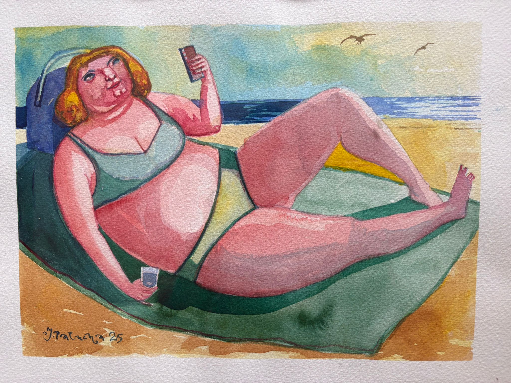 JACEK PAŁUCHA 'Scena rodzajowa' akwarela, papier, 32x24cm