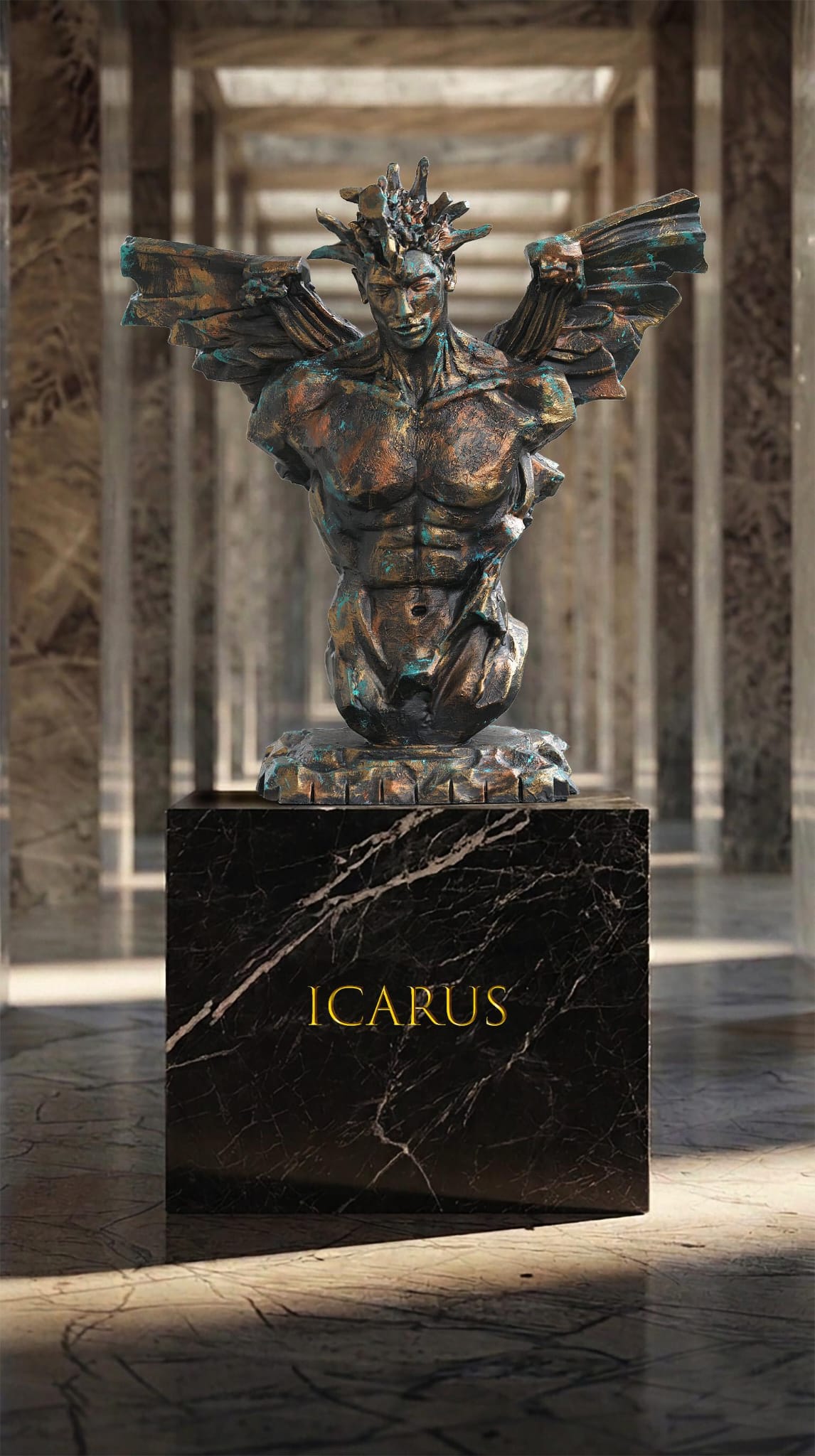 KRZYSZTOF PŁONKA 'Icarus' brąz, 60x58cm
