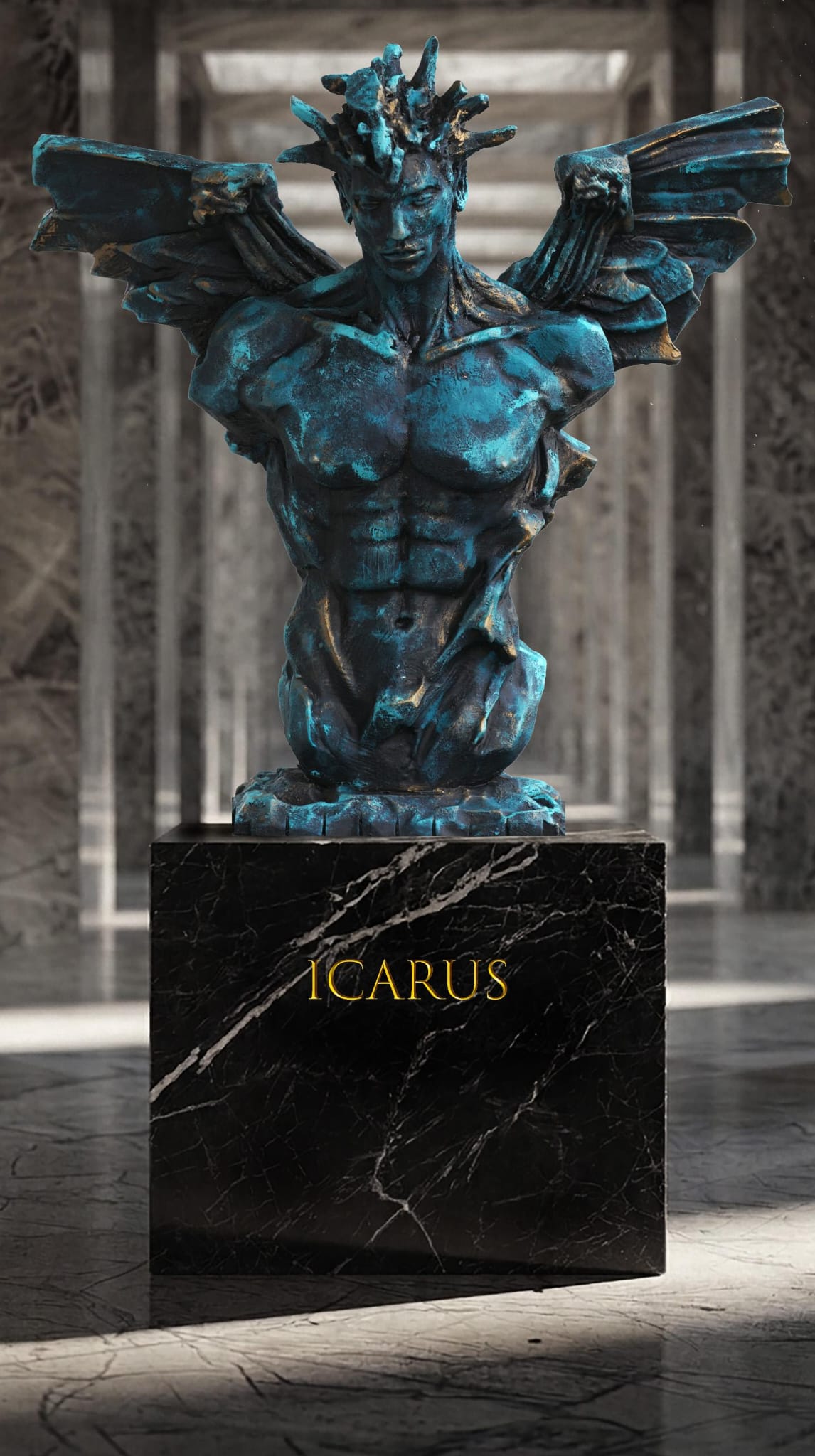 KRZYSZTOF PŁONKA 'Icarus' brąz, 80x78cm