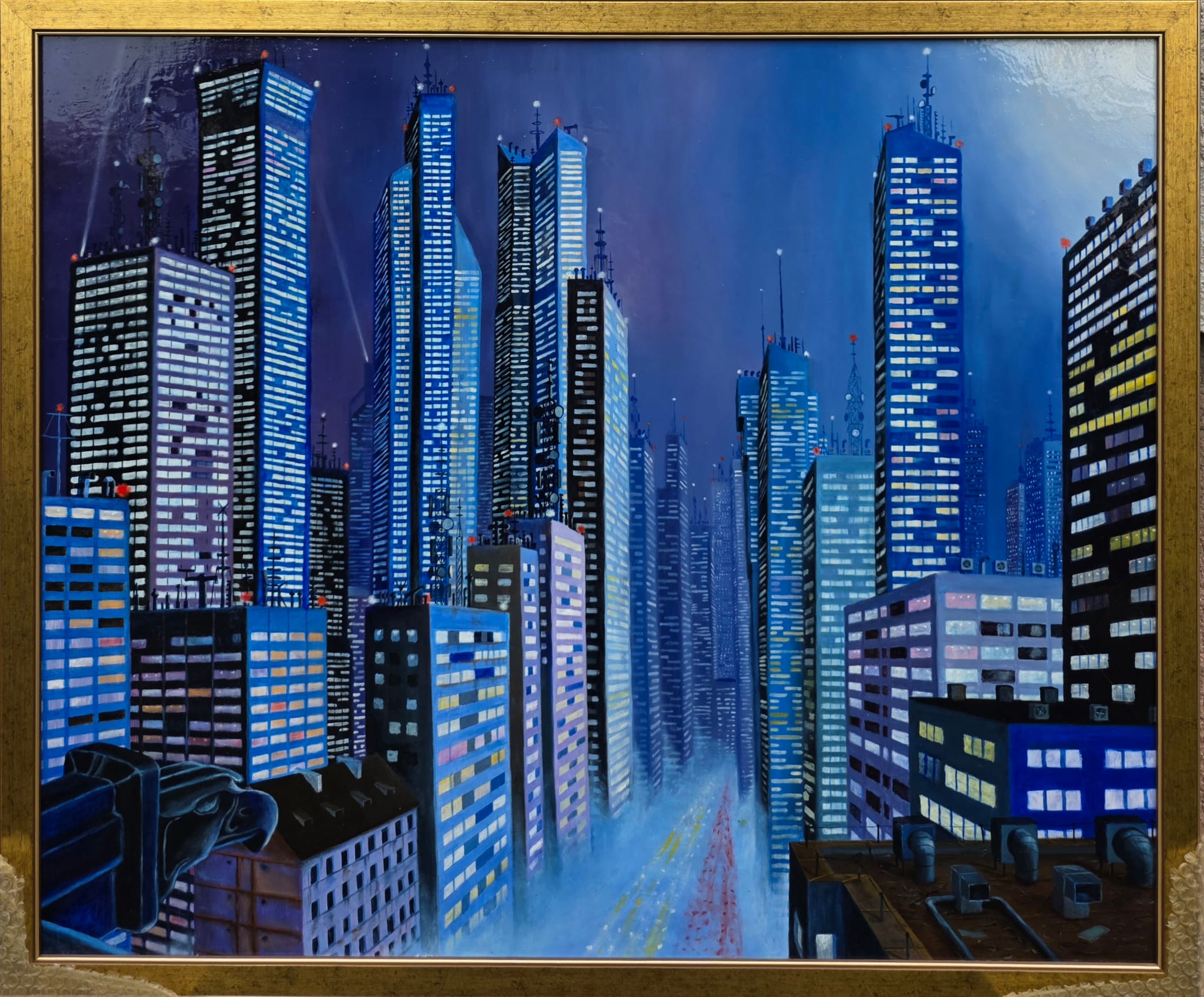 ANDRZEJ ŻURAŃSKI 'Gotham city' olej, płyta, 73x87cm