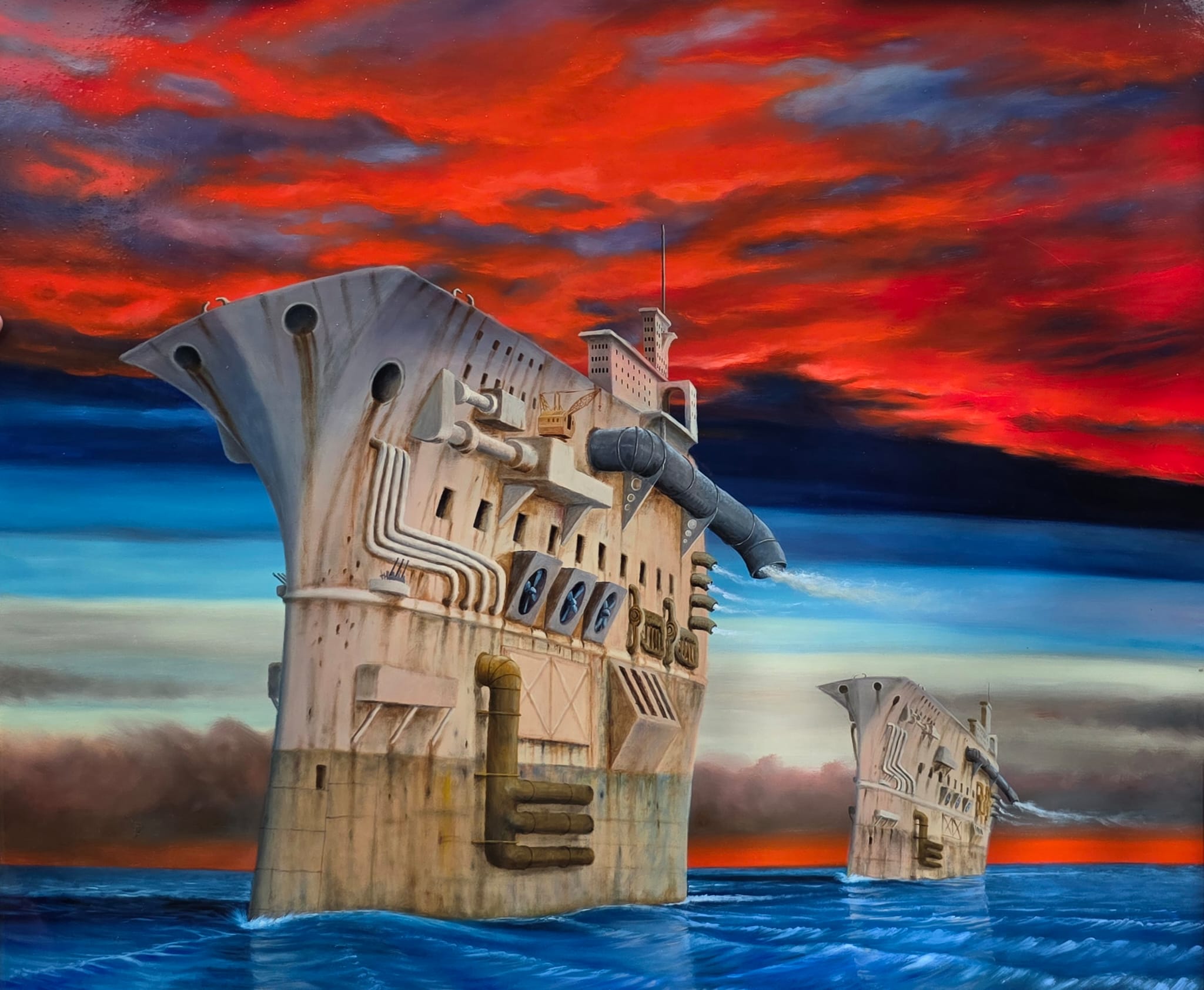 ANDRZEJ ŻURAŃSKI 'Midwaj' olej, płyta, 73x87cm