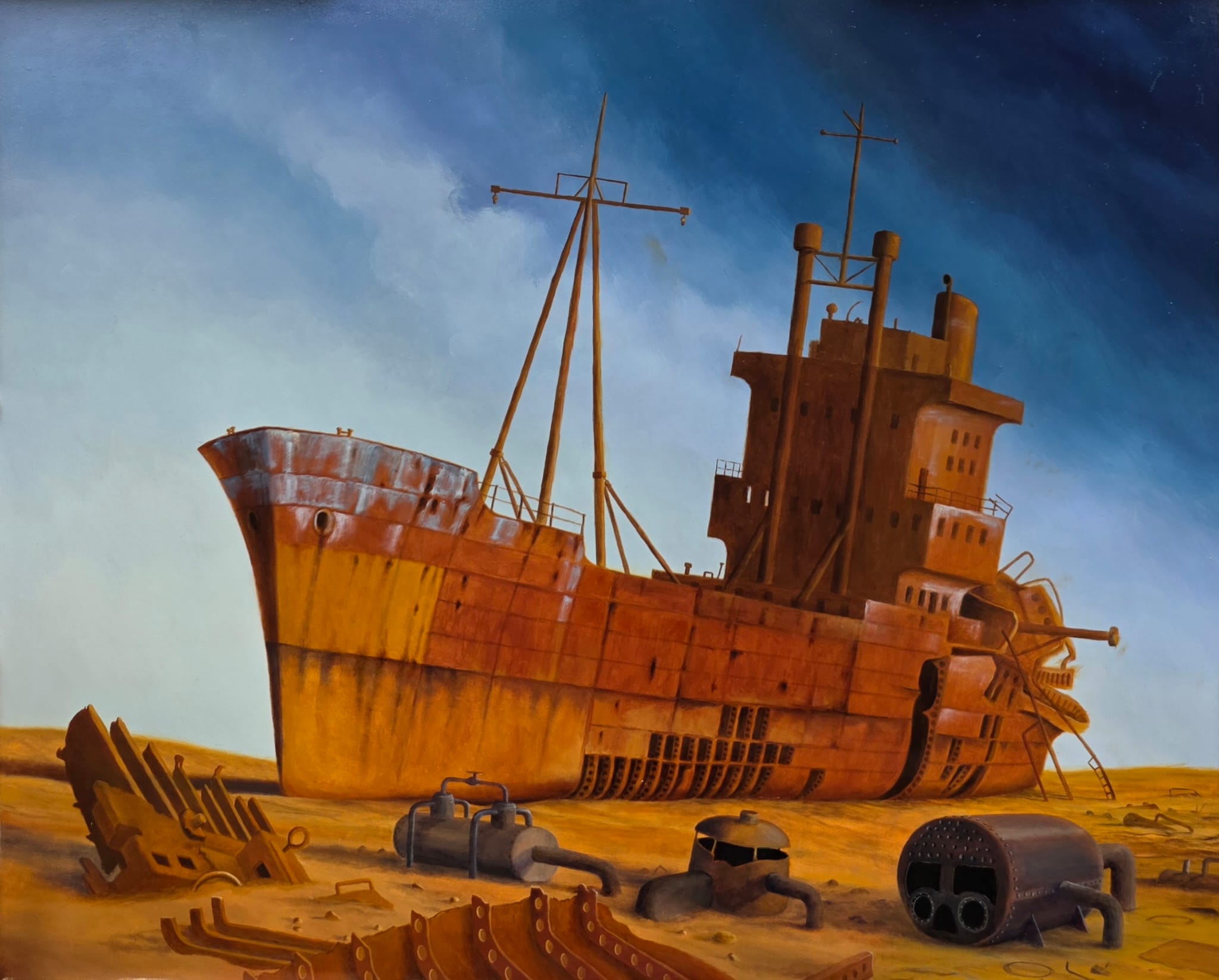 ANDRZEJ ŻURAŃSKI 'Morze Aralskie' olej, płyta, 73x87cm