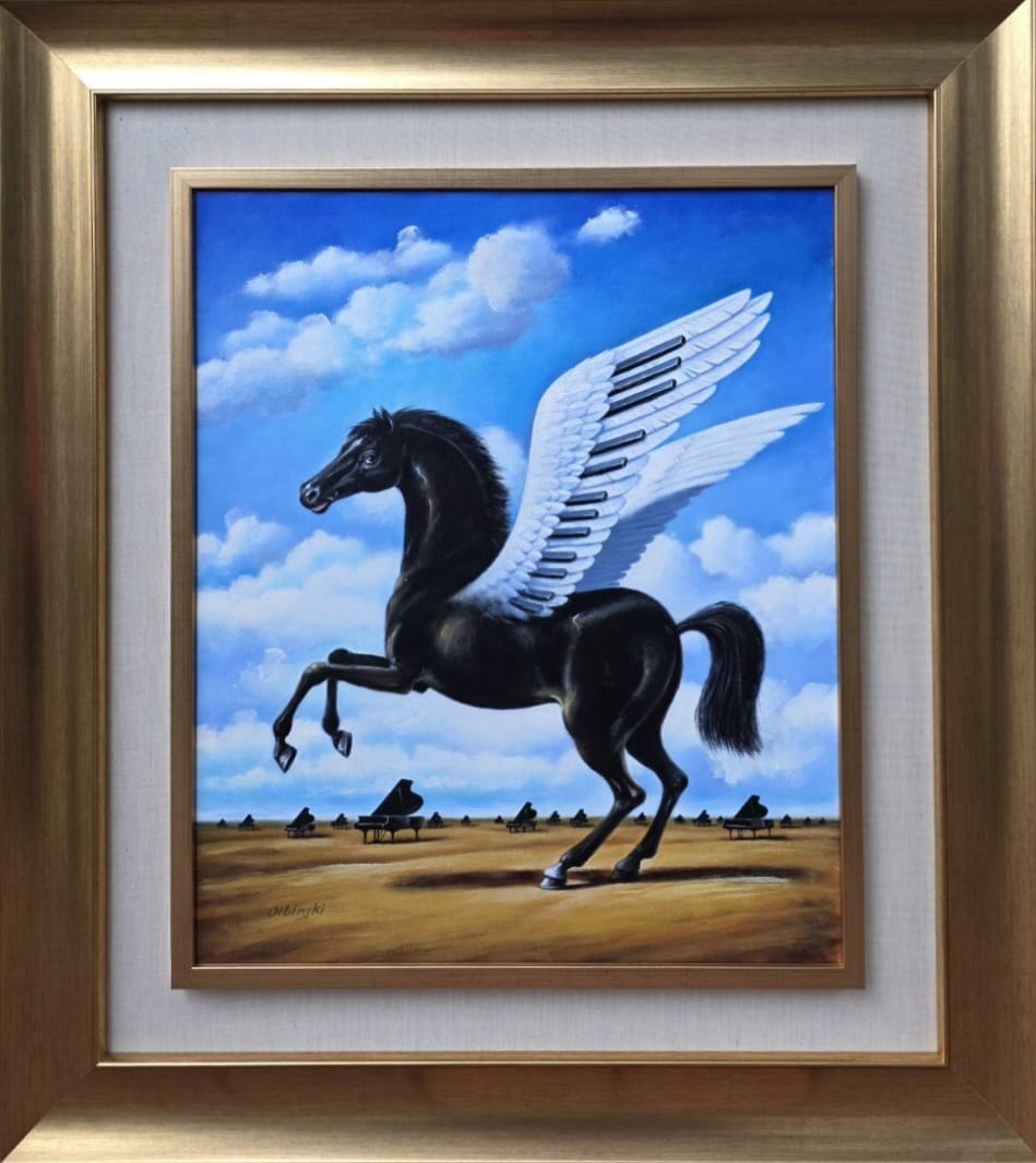 RAFAŁ OLBIŃSKI 'Souvenirs oubliees-Noir' olej, akryl, płótno, 57x47cm