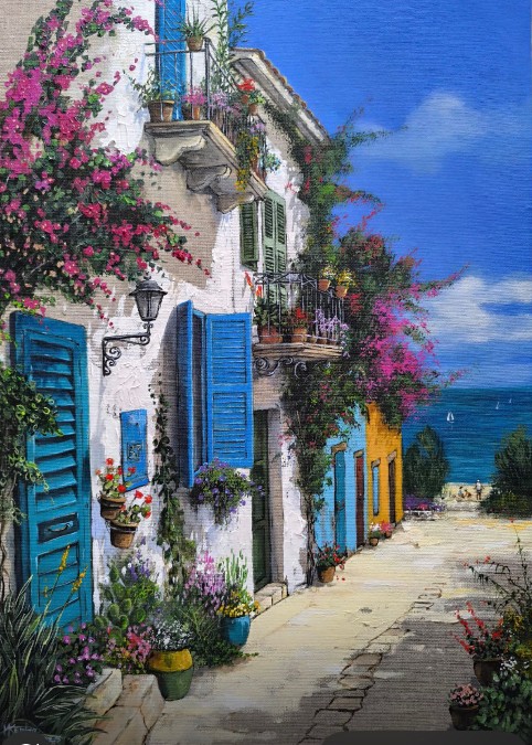 MAGDALENA KĘPKA, 'Kalabria', akryl, olej, płótno, 70x50cm