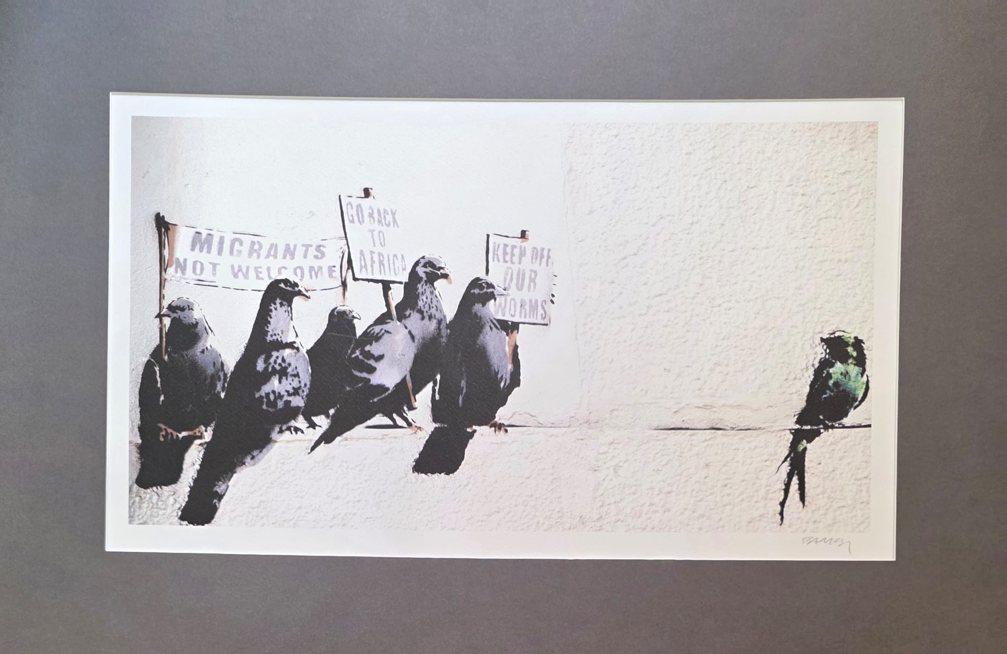 BANKSY, Ironic Birds, litografia, papier welinowy, 28 x 51 cm