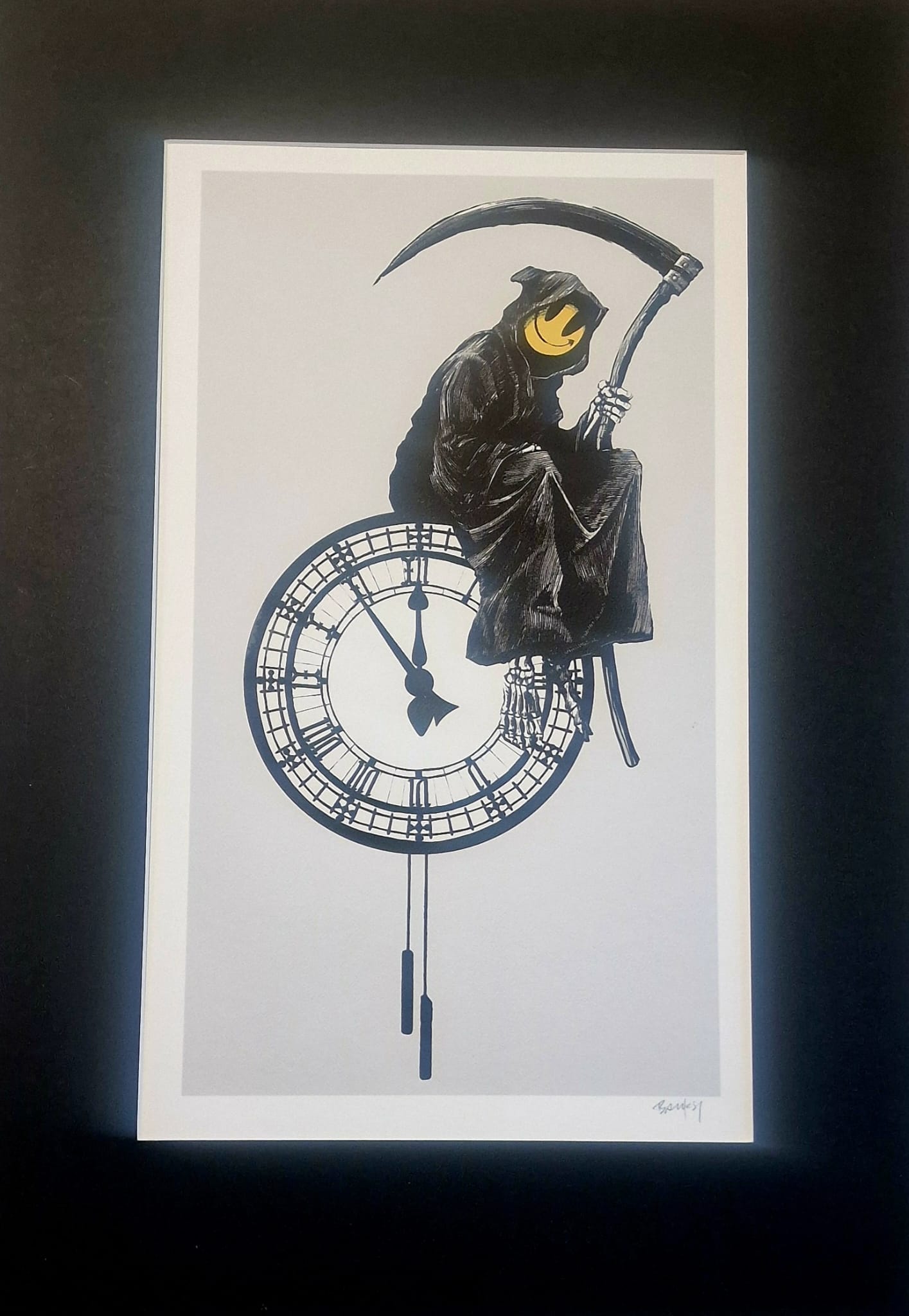 BANKSY, Uśmiechnięty Żniwiarz na Big Benie, litografia, papier welinowy, 50x35cm